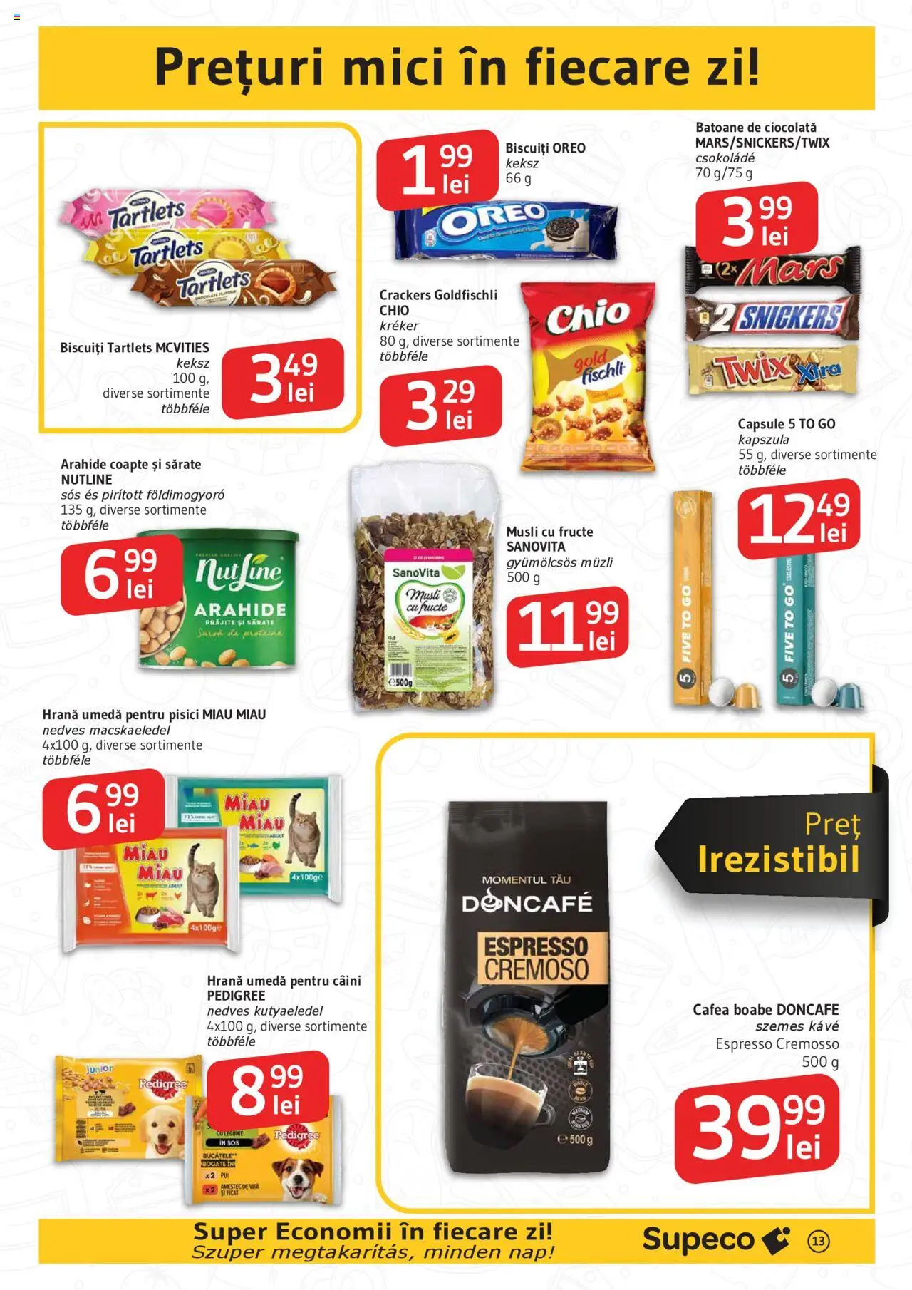 Catalog Supeco Bilingv – valabil de la 21.08.2025 | Pagină: 13 | Produse: Arahide, Ciocolată, Biscuiți, Fructe