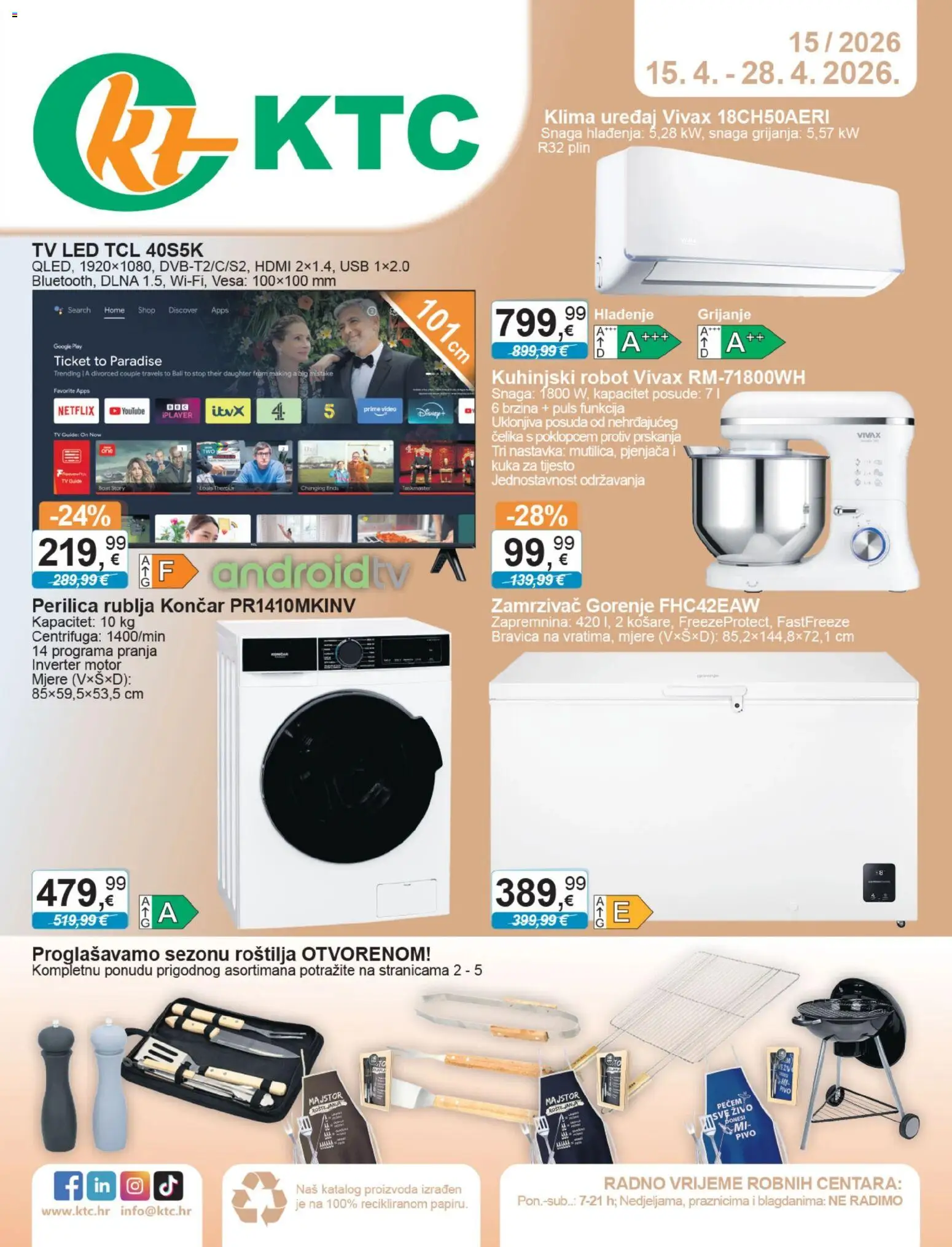KTC katalog | vrijedi od 15.04.2026 | Stranica: 1 | Proizvodi: Robot, Perilica rublja, Klima, Video