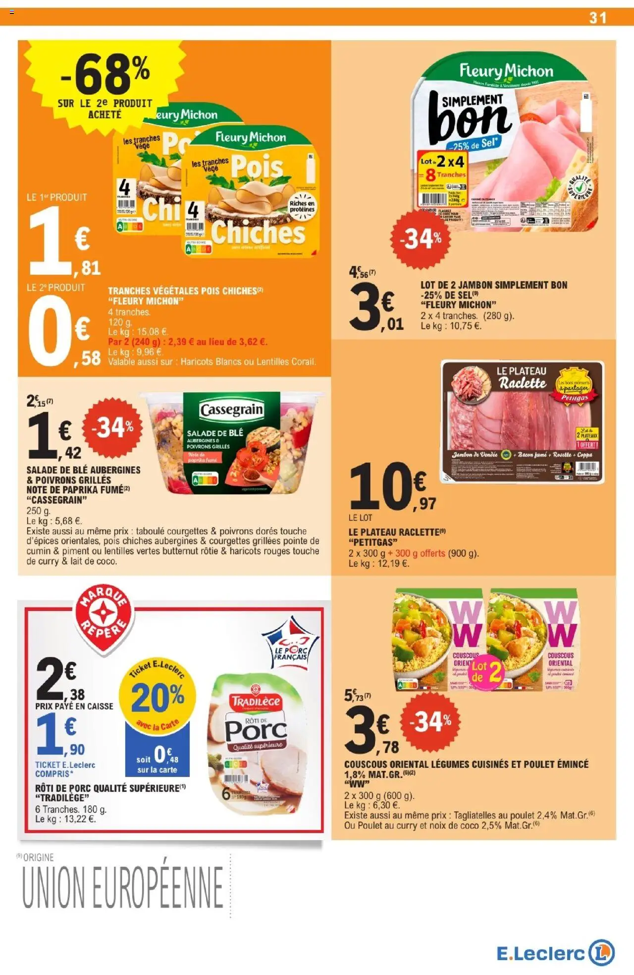 {H1} | Page: 31 | Produits: Noix de coco, Raclette, Pois, Jambon