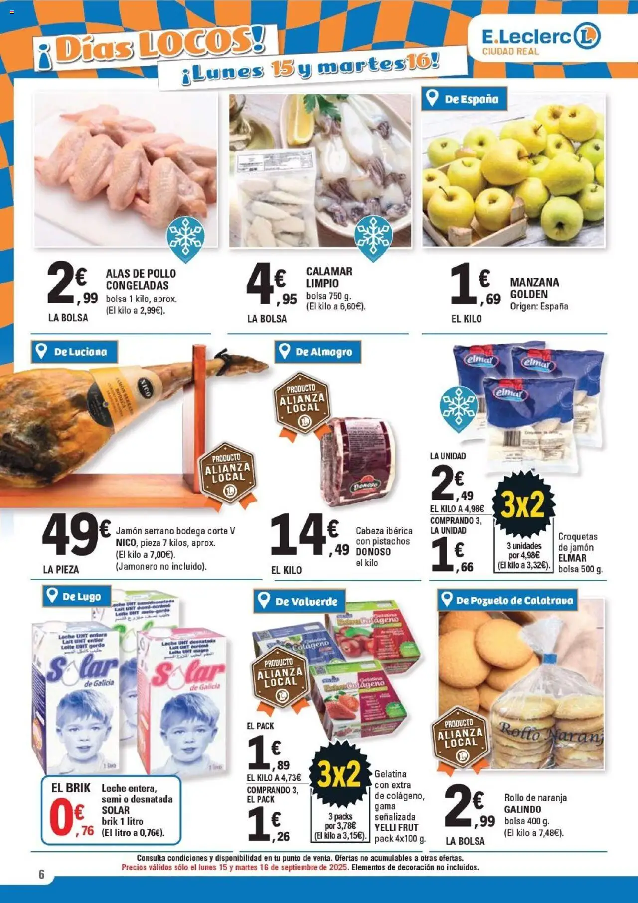 E.Leclerc folleto │ válido desde el 08.09.2025 | Página: 6 | Productos: Leche, Manzana, Bolsa, Croquetas