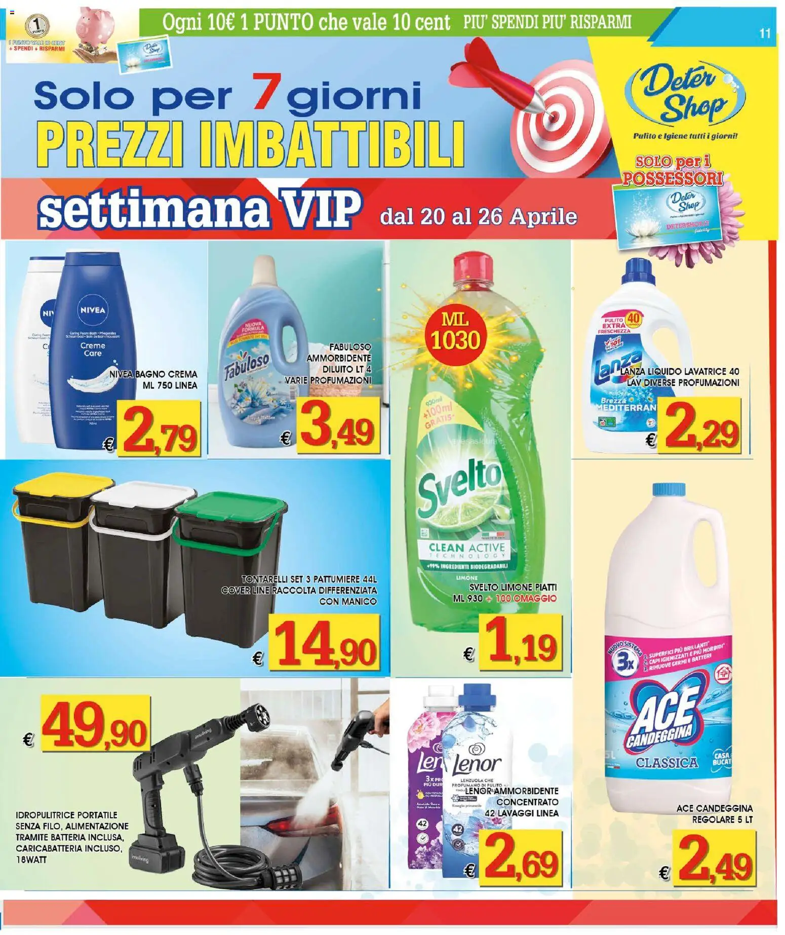 Volantino Deter Shop del 01.04.2026 | Pagina: 11 | Prodotti: Crema, Idropulitrice, Batteria, Lenzuola