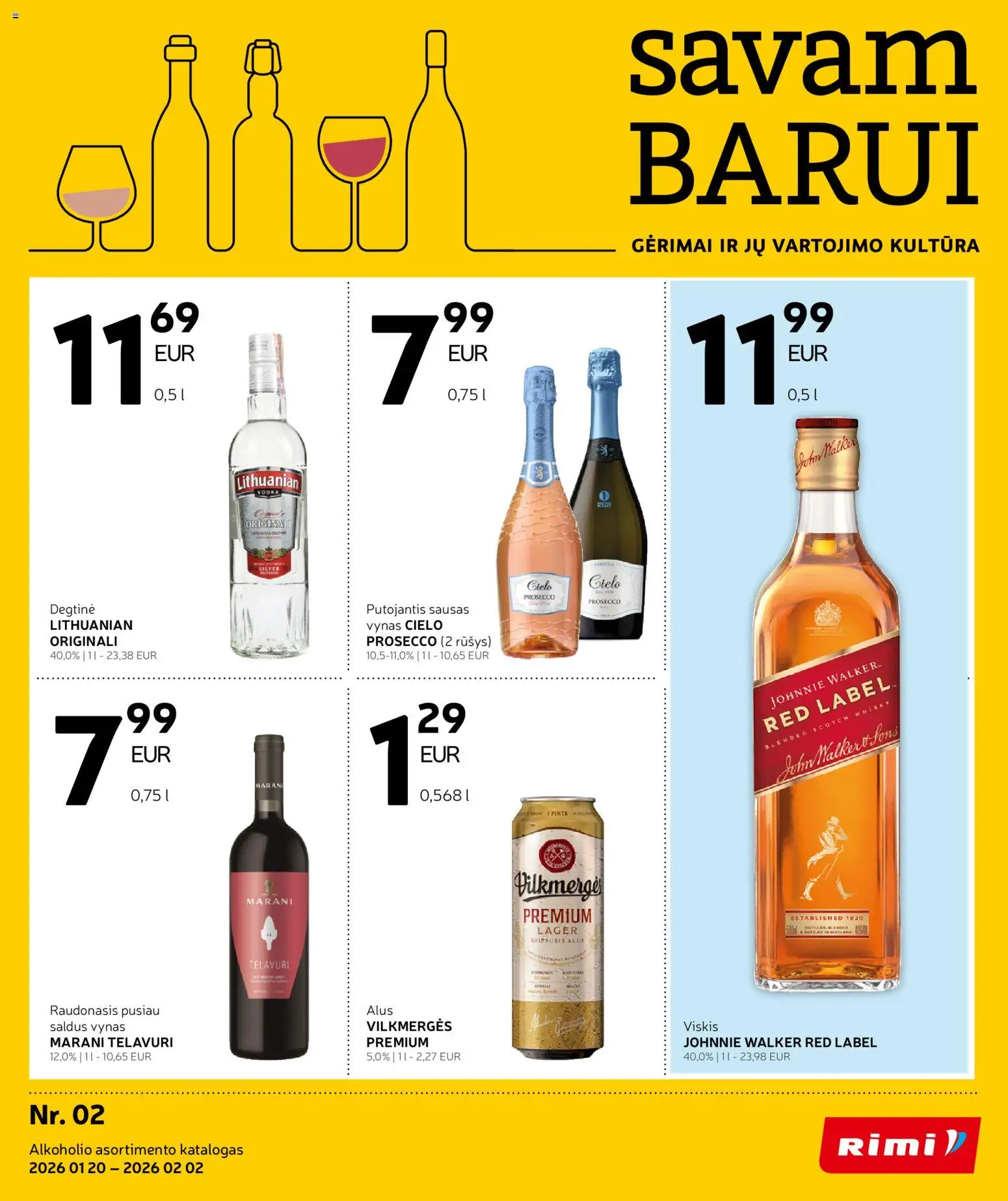 Rimi akcijos nuo 20.01.2026 | Puslapis: 1 | Prekių: Degtinė, Viskis, Vynas, Alus