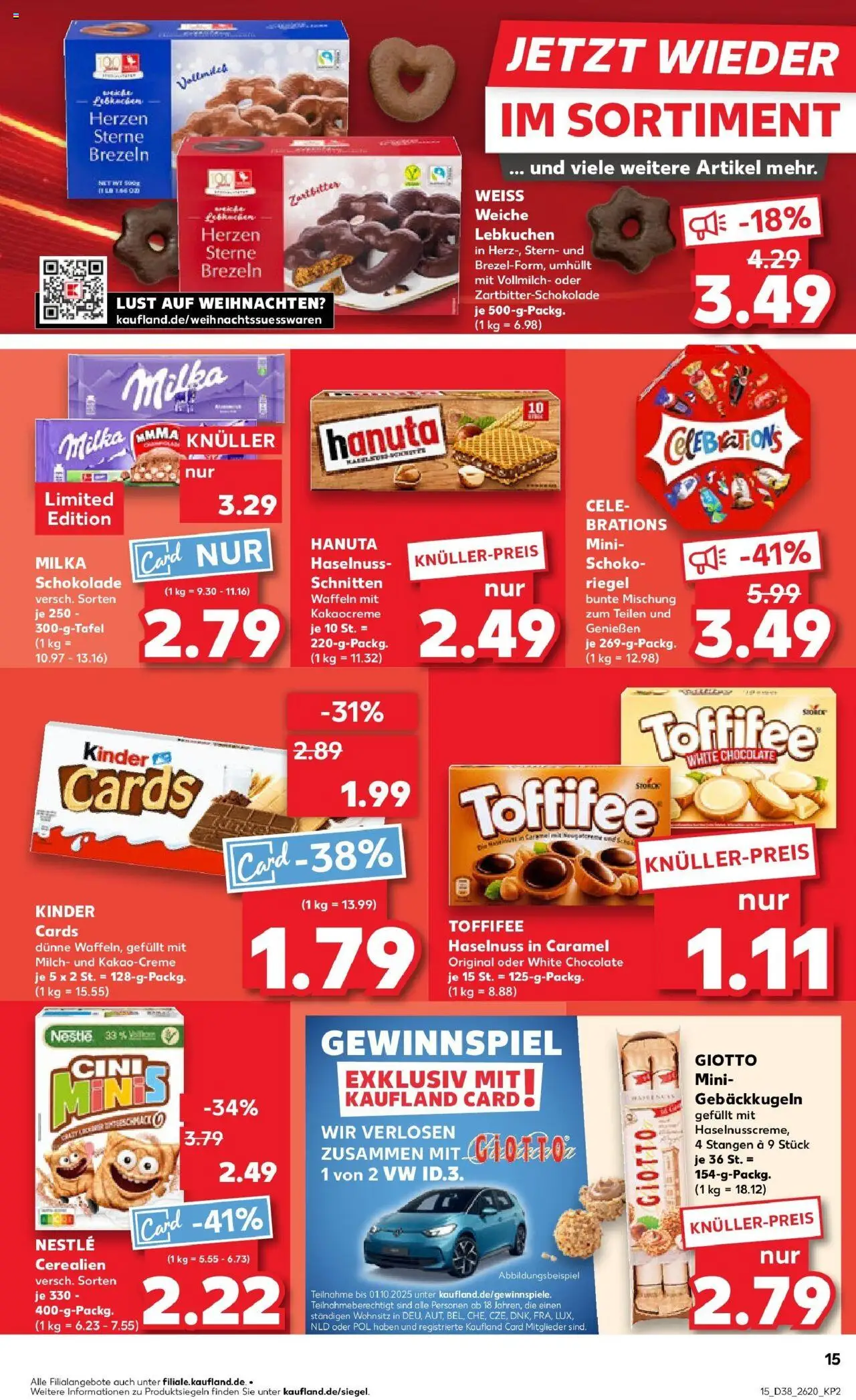 Kaufland prospekt Zeitz	 – gültig ab 21.09.2025 | Seite: 15 | Produkte: Milka schokolade, Celebrations, Waffeln, Toffifee