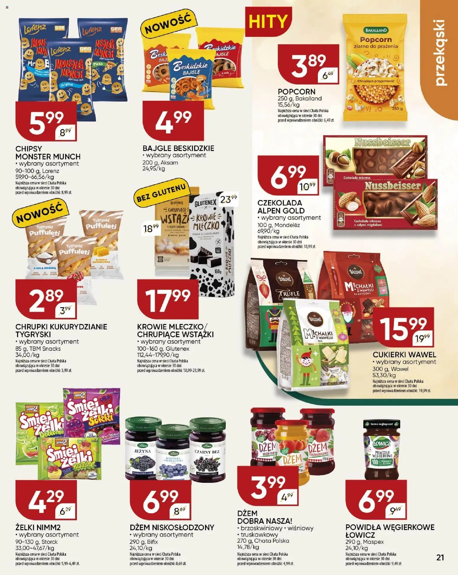 Chata Polska Gazetka od 20.11.2025 | Strona: 21 | Produkty: Kwaśne żelki, Dżem, Powidła, Żelki