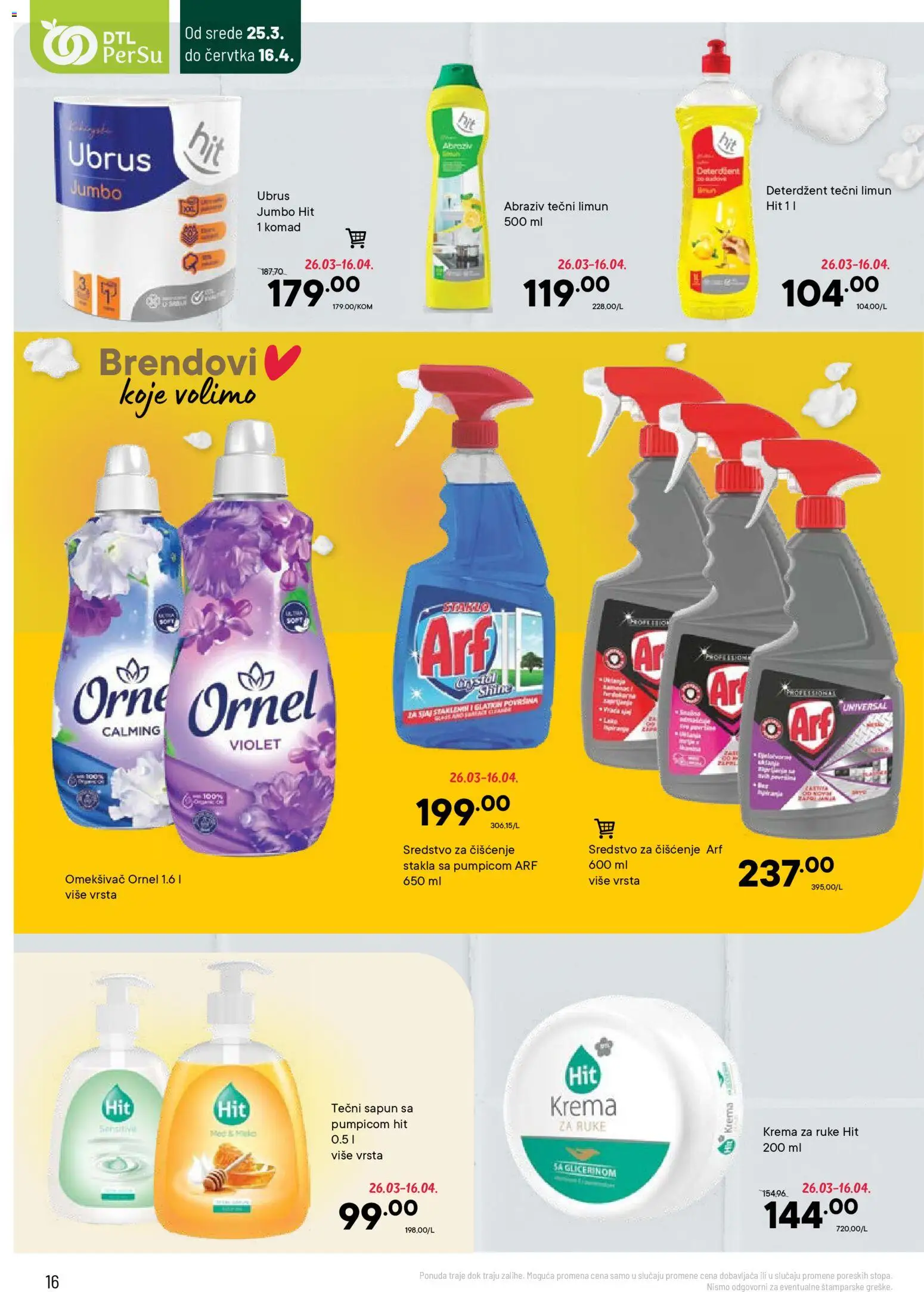 PerSu katalog - važi od 25.03.2026 | Strana: 16 | Proizvode: Tečni sapun, Ubrus, Krema, Sapun
