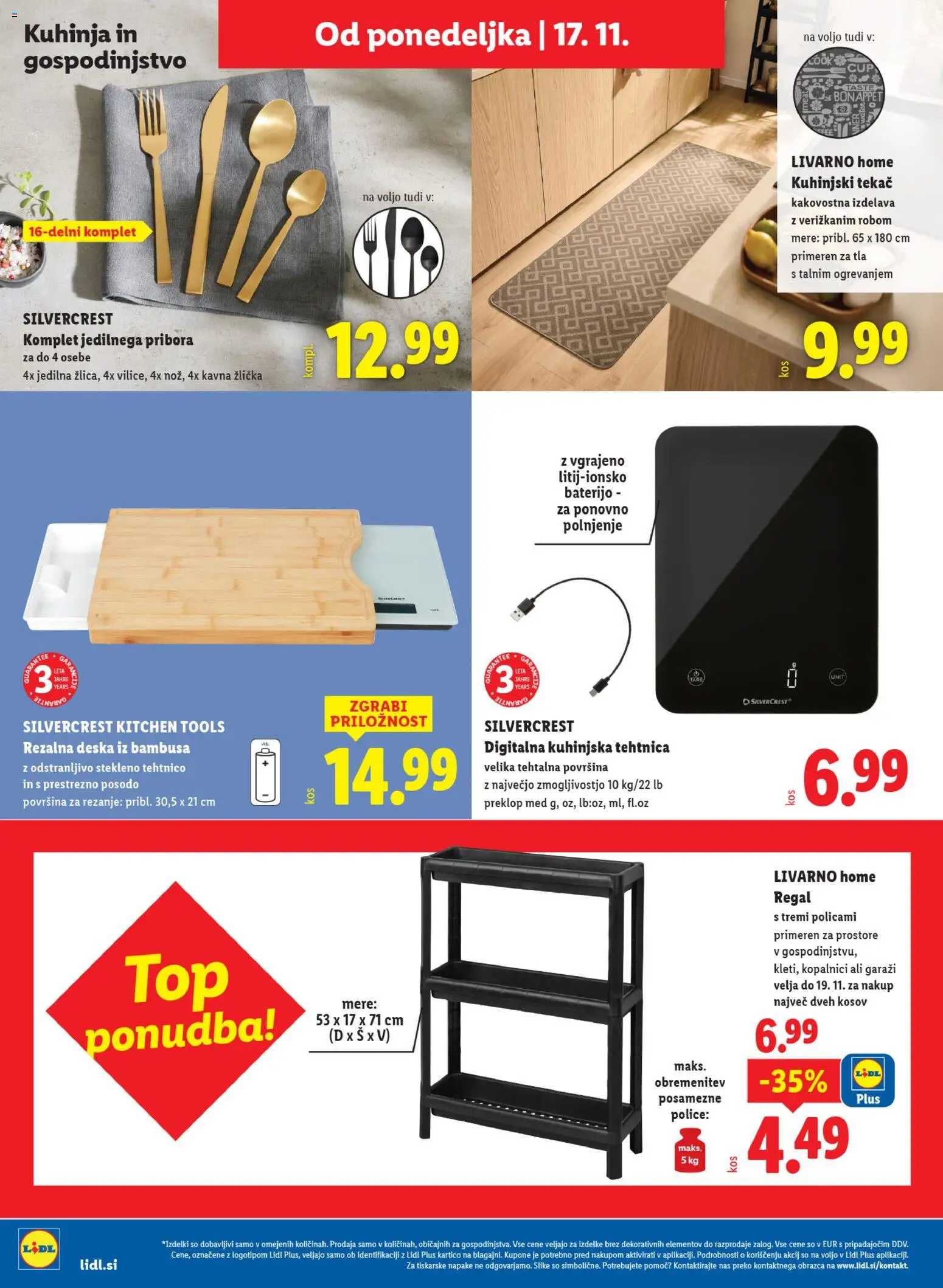 Novi Lidl katalog ponudbe – veljaven od 13.11.2025 | Stran: 70 | Izdelki: Tekač, Kuhinja, Regal, Tehtnica
