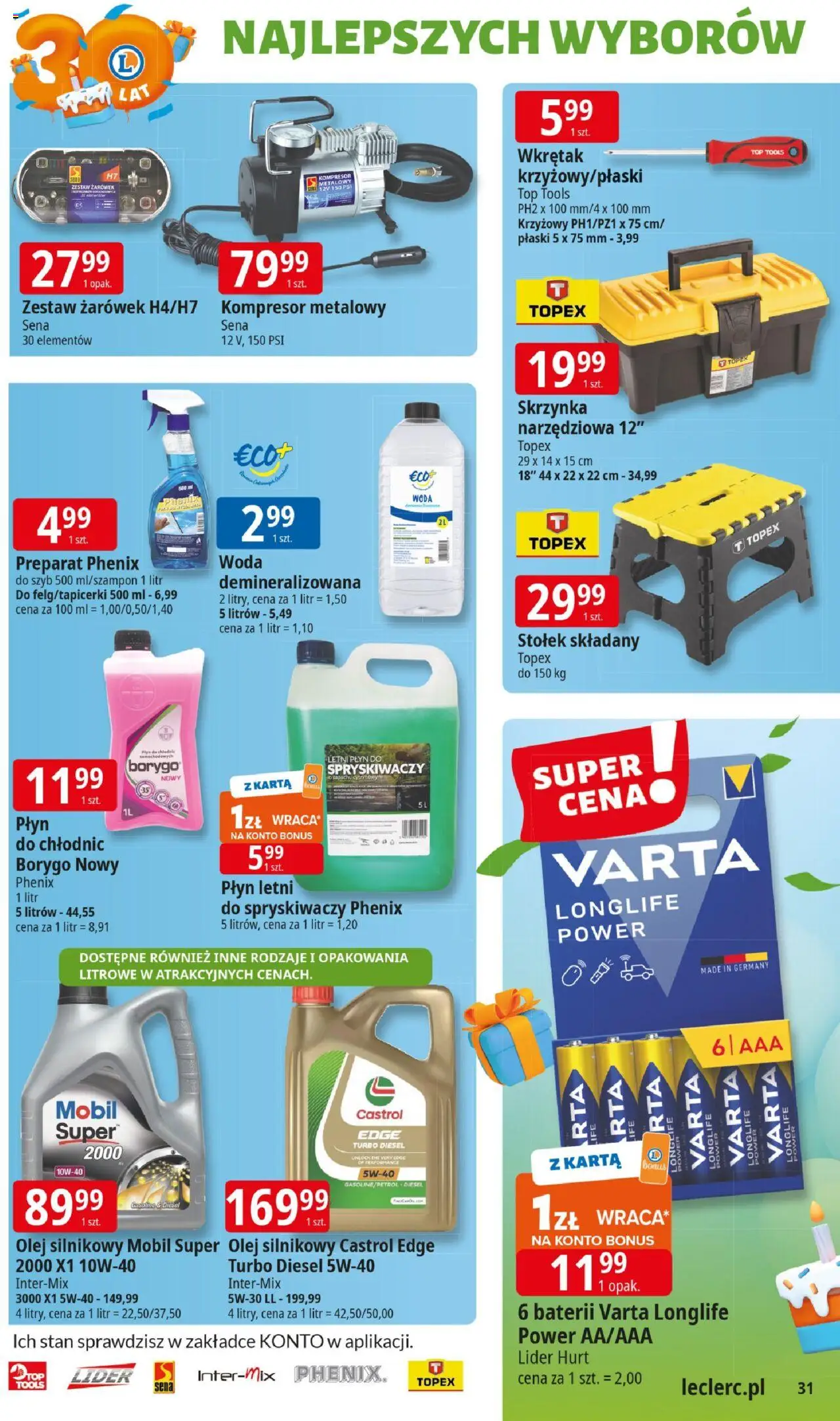 E.Leclerc Gazetka - Kłodzko od 10.06.2025 | Strona: 31 | Produkty: Karta, Top, Olej, Woda