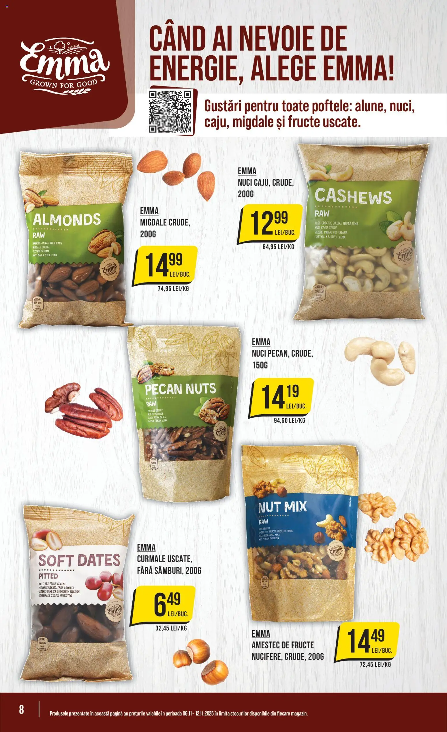Noul catalog Mega Image – valabil de la 06.11.2025 | Pagină: 8 | Produse: Migdale, Caju, Nuci, Fructe