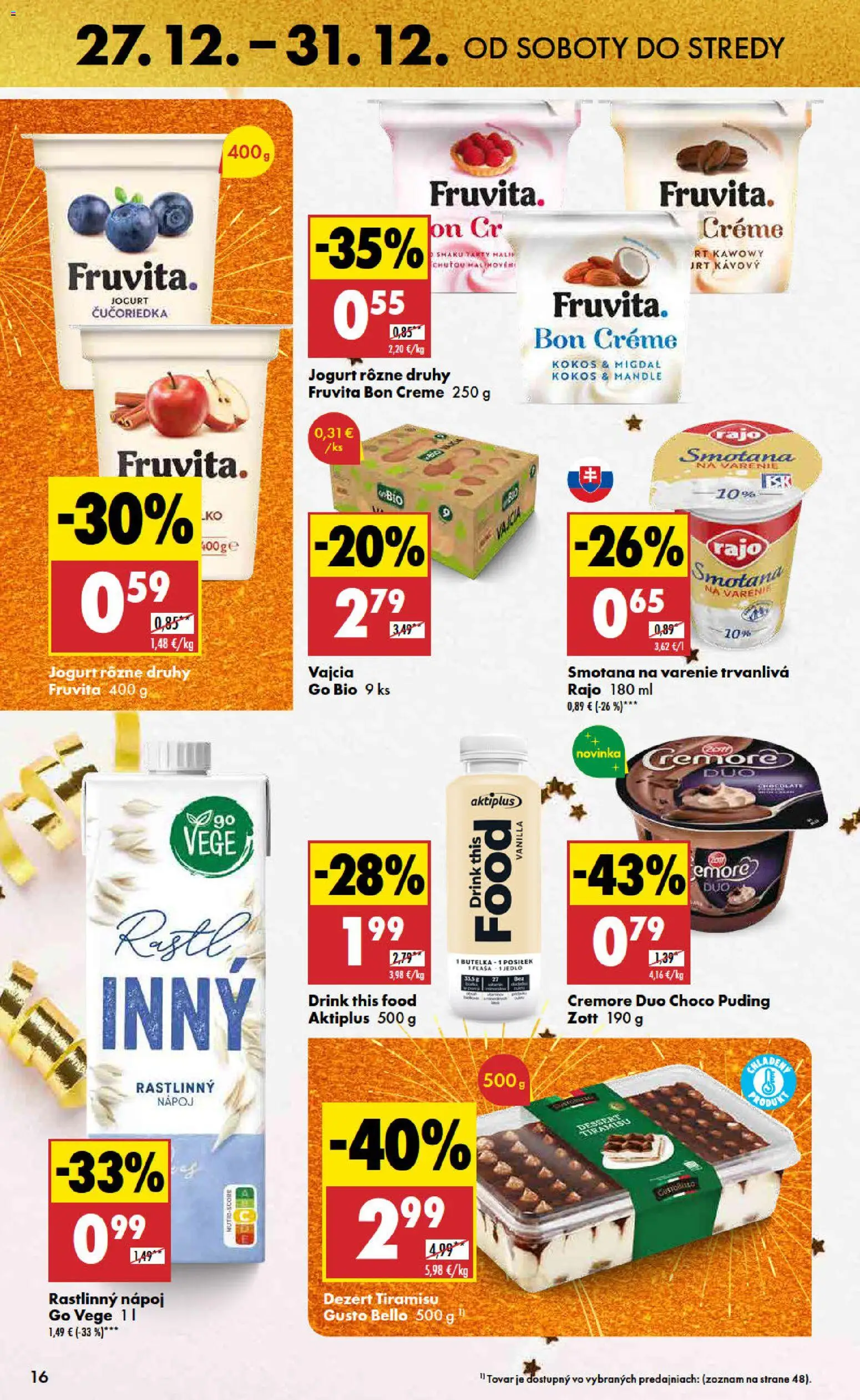 Nové Biedronka akcie – leták je platný od 27.12.2025 | Strana: 16 | Produkty: Jogurt, Smotana, Puding, Mandle