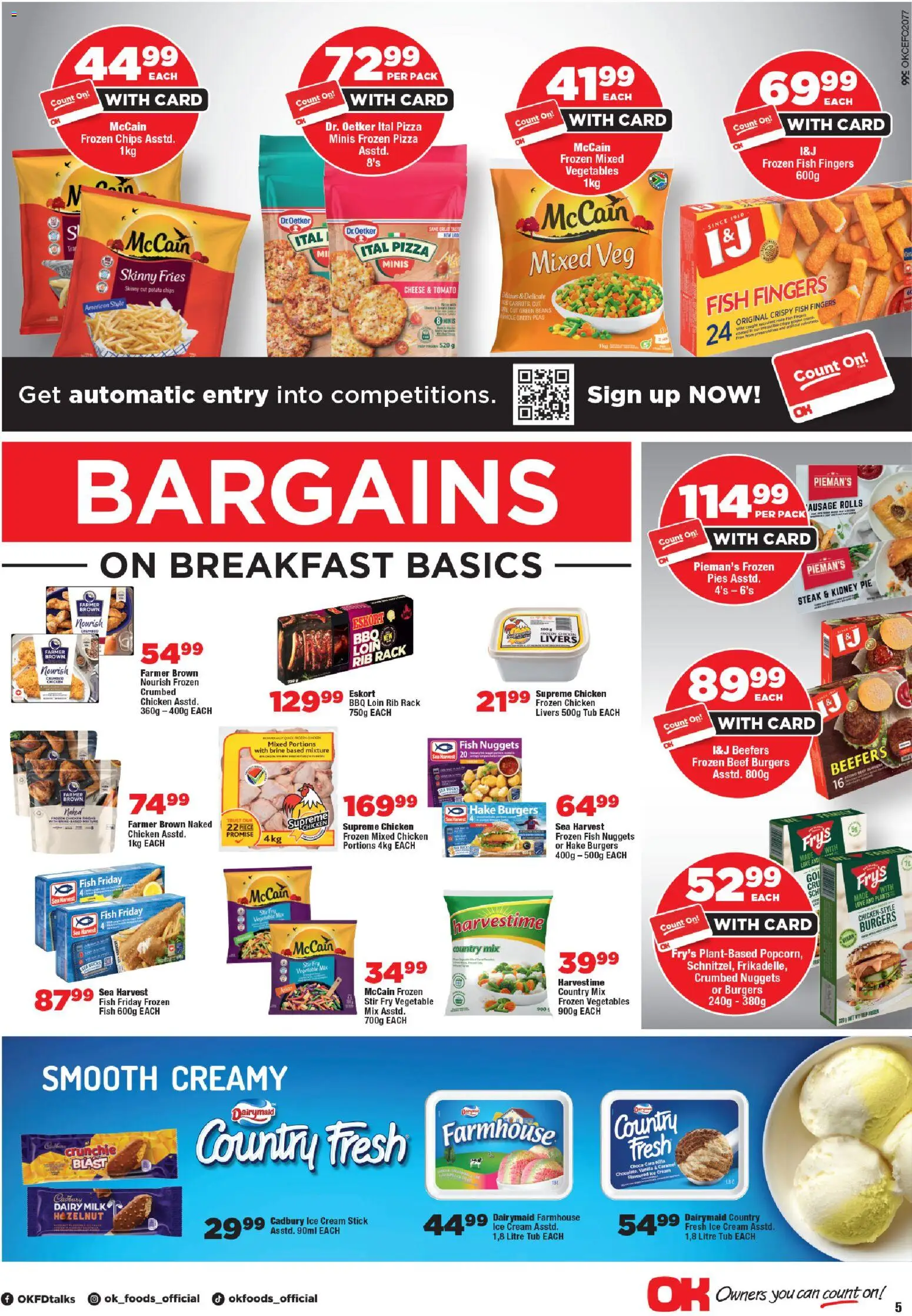 New OK Foods catalogue – valid from 24.04.2026 | Page: 5 | Products: Chicken, Fish, Beef, Chips
