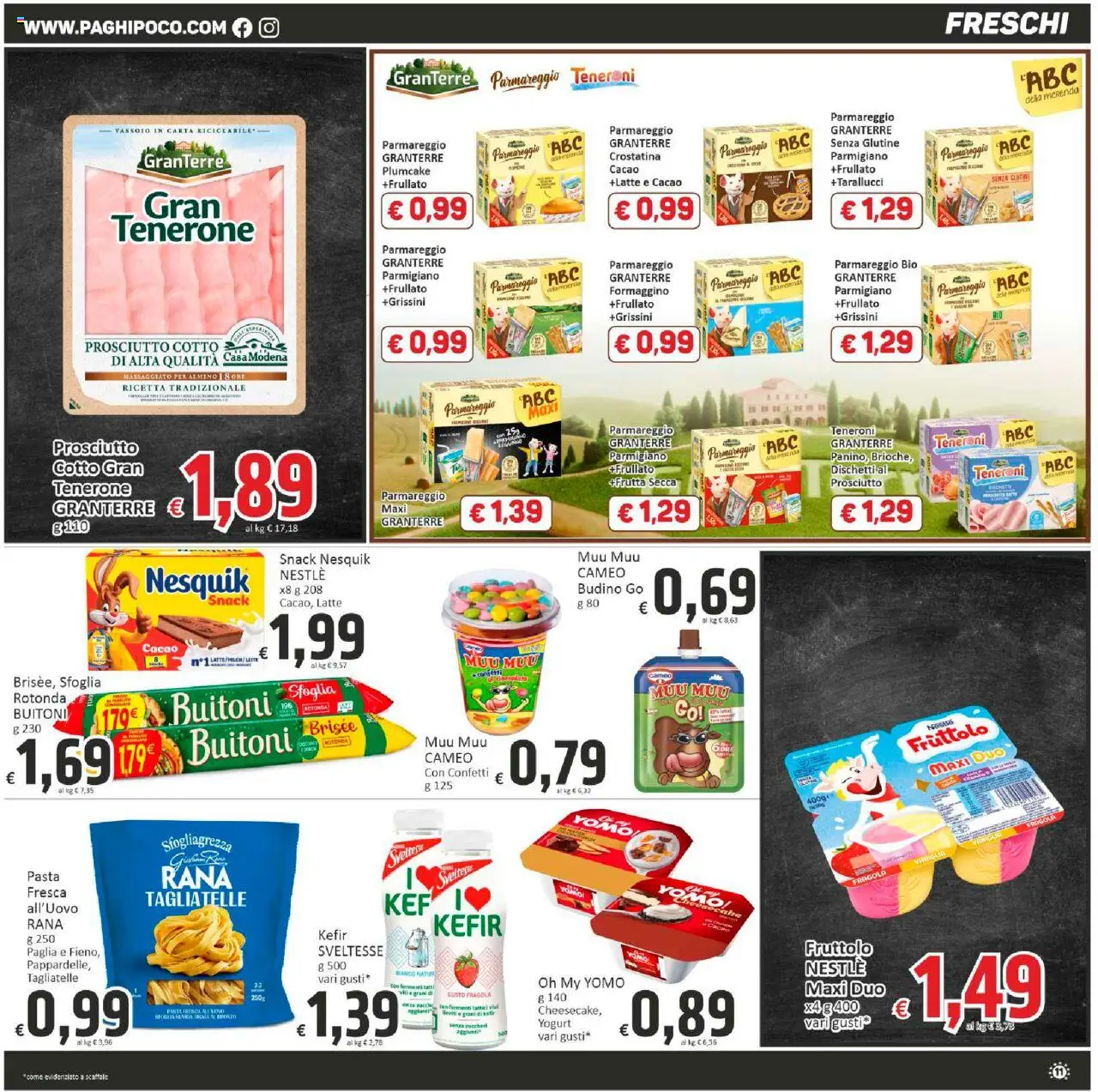 Volantino Paghi Poco del 19.09.2025 | Pagina: 11 | Prodotti: Pasta, Scaffale, Cacao, Parmigiano