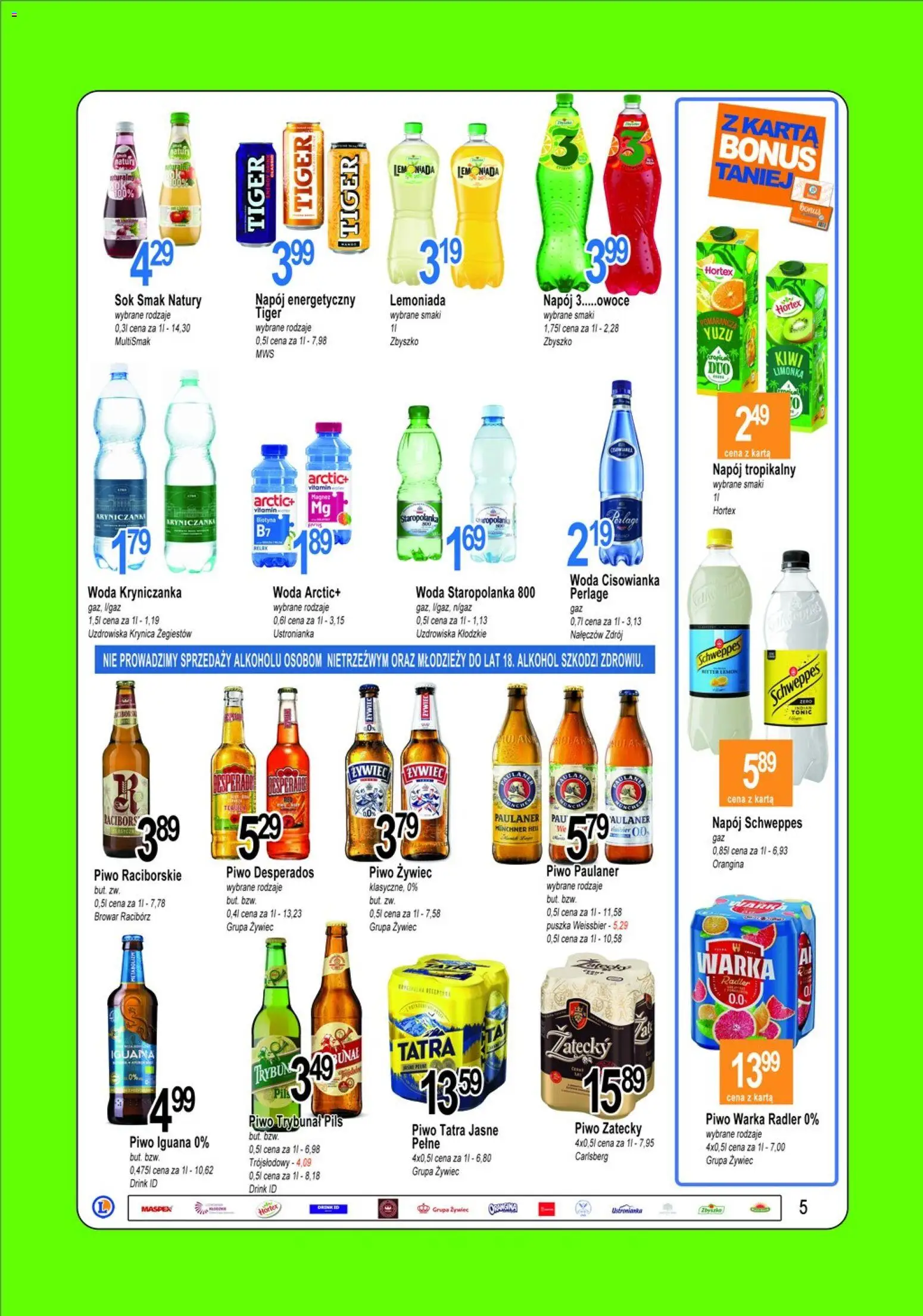 E.Leclerc gazetka - Tychy od 28.04.2026 | Strona: 5 | Produkty: Piwo Desperados, Sok, Kiwi, Alkohol