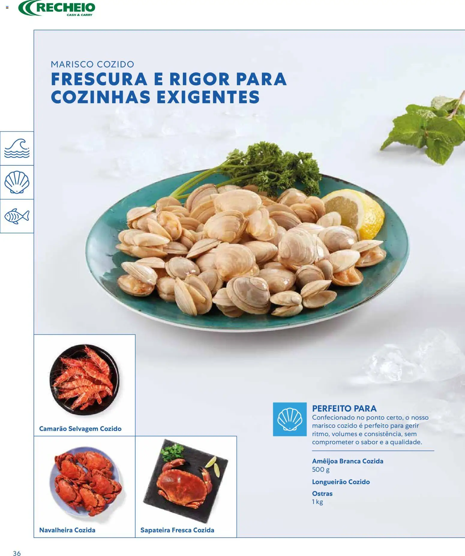 Recheio - Catálogo de Alfragide │ válido de 16.03.2026 | Página: 36 | Produtos: Ostras, Camarão, Sapateira