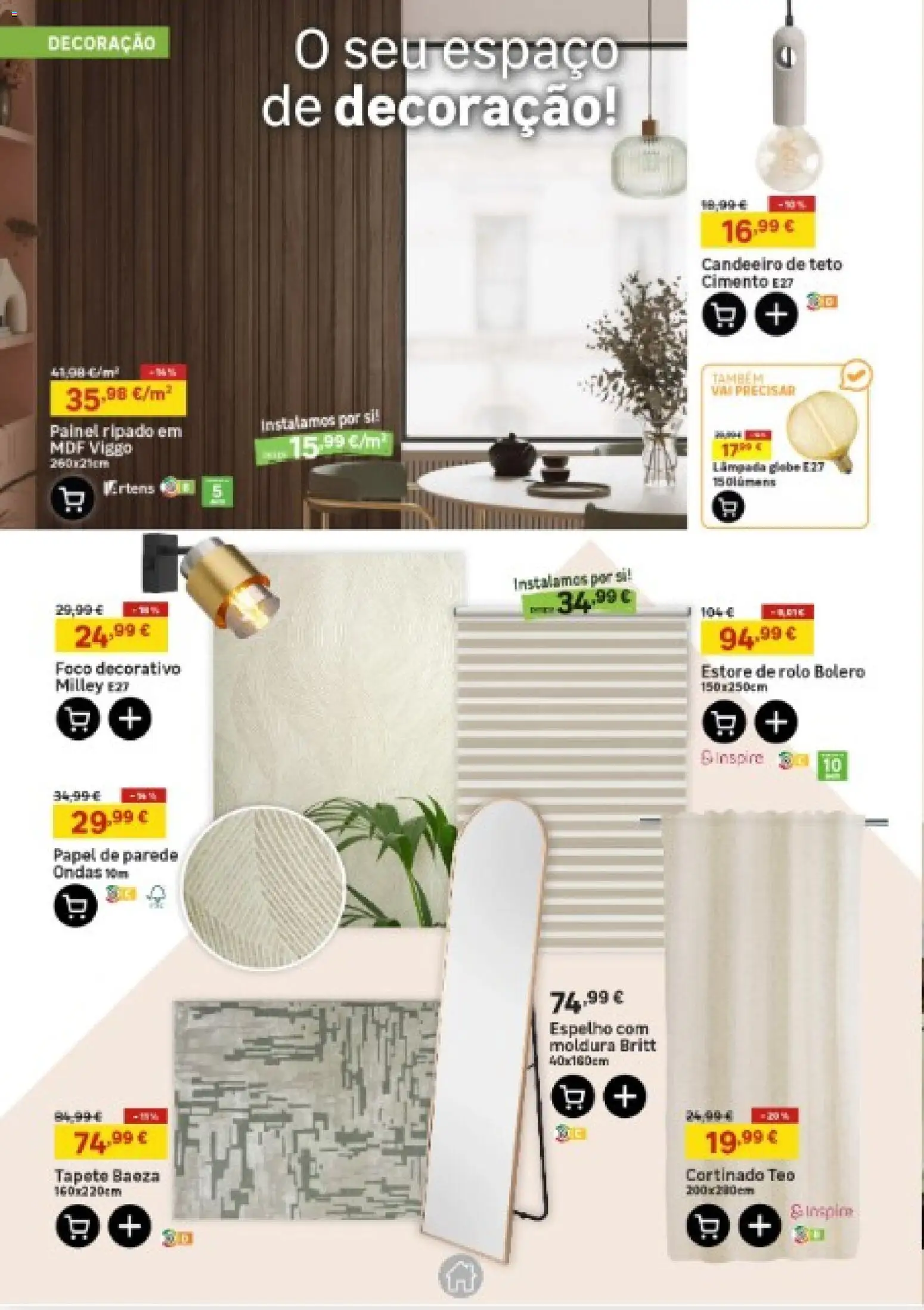 Leroy Merlin Catálogo │ válido de 19.02.2026 | Página: 4 | Produtos: Candeeiro, Moldura, Cimento, Espelho