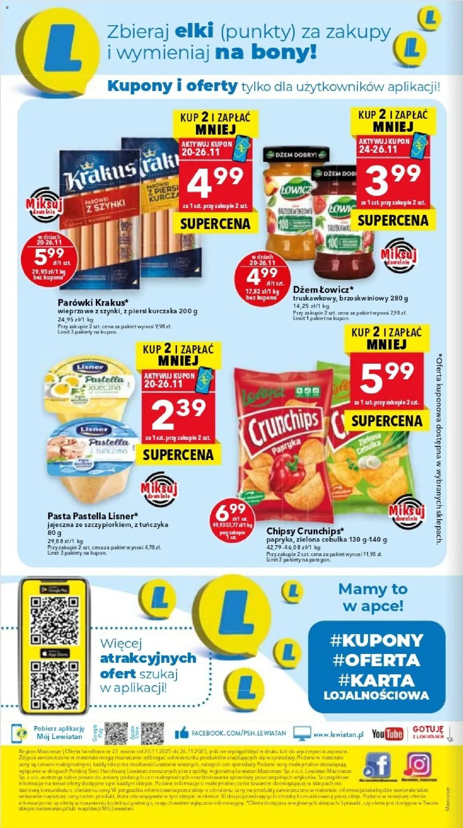 Lewiatan gazetka - Warszawa od 20.11.2025 | Strona: 8 | Produkty: Chipsy, Parówki, Papryka, Dżem