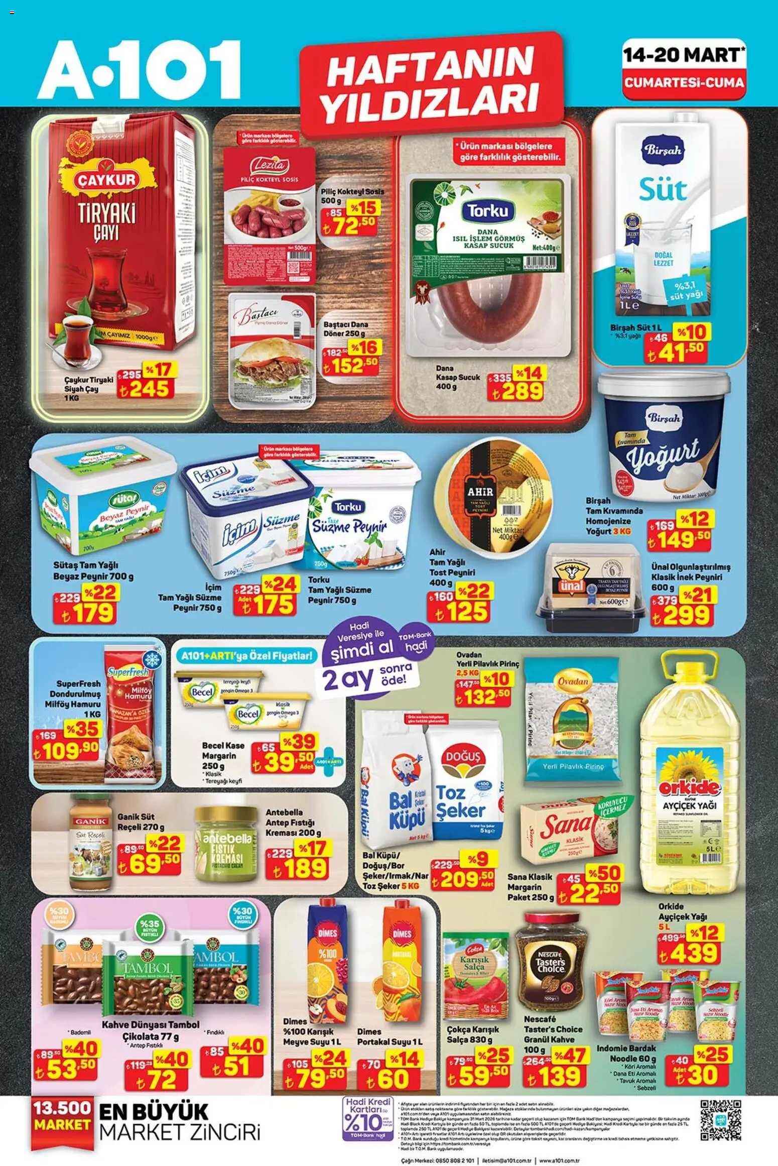 A101 Katalog - 14.03.2026 tarihinden itibaren geçerlidir | Sayfa: 3 | Ürünler: Peynir, Yoğurt, Çikolata, Şeker
