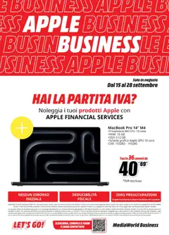 Anteprima del volantino Media World Apple catalogo valido a partire dal 15.09.2025