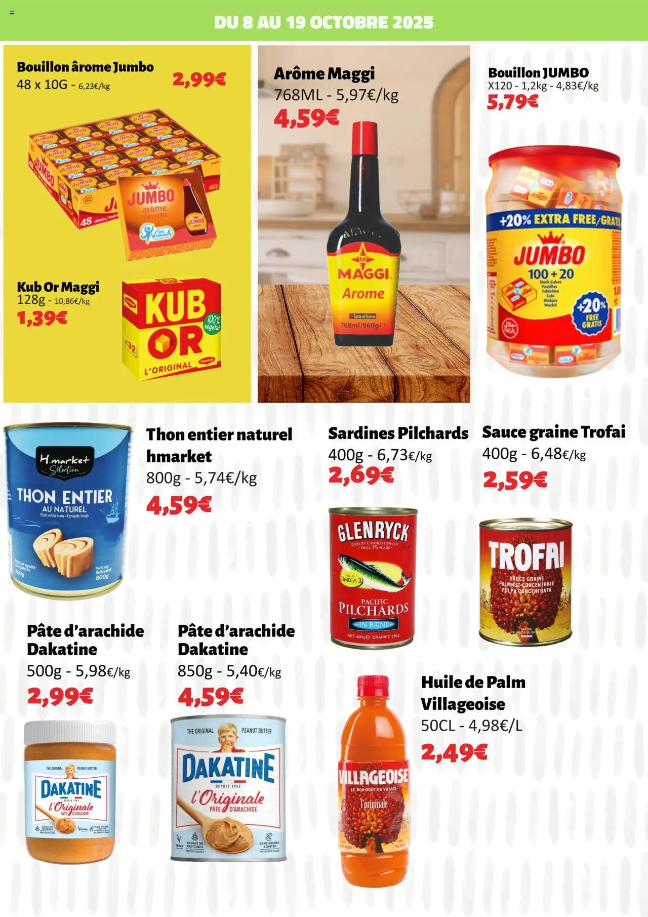 {H1} | Page: 5 | Produits: Poids, Thon, Huile, Thé