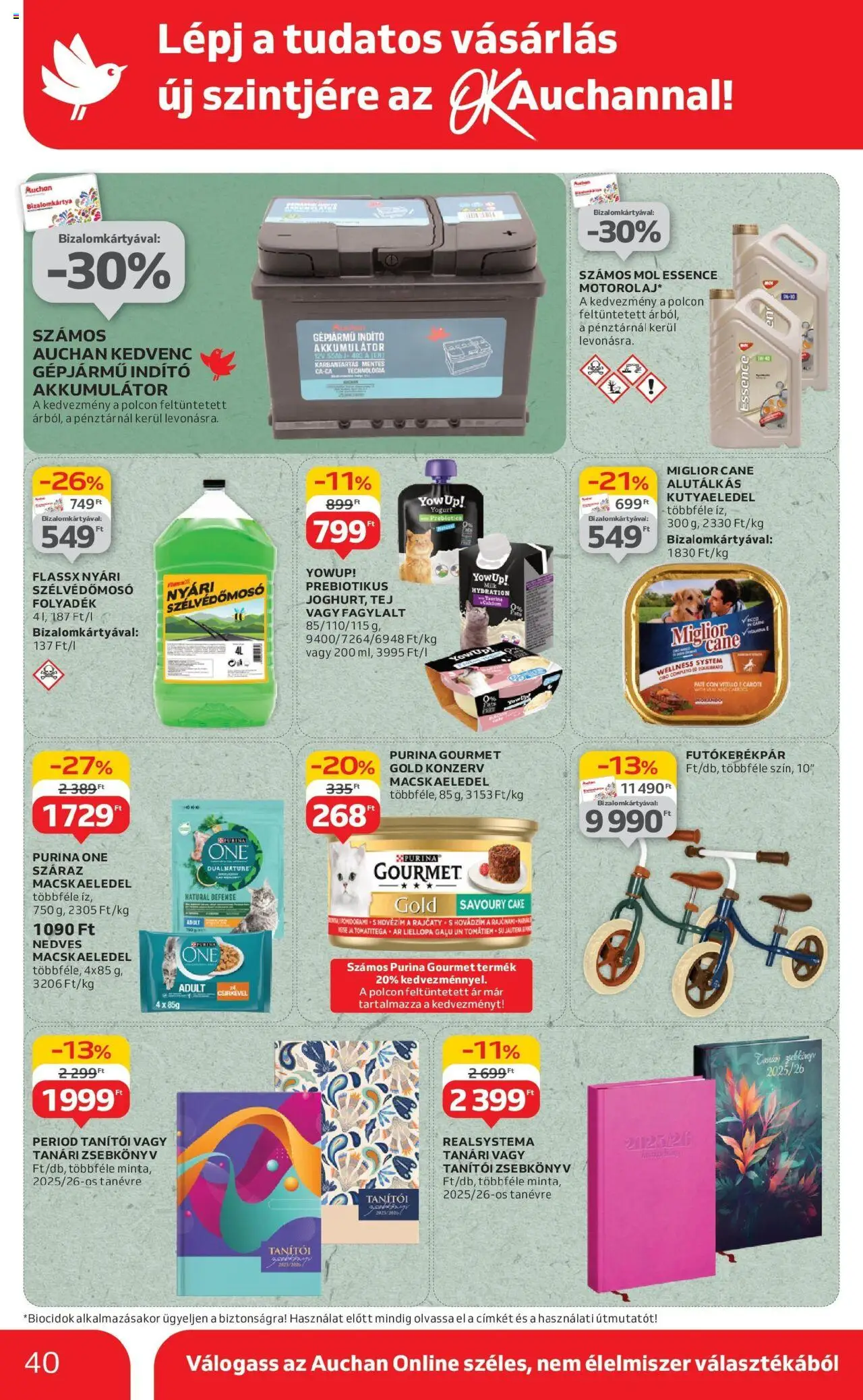 Auchan akciós ujság - amely érvényes a következő dátumtól: 12.06.2025 | Oldal: 40 | Termékek: Fagylalt, Macskaeledel, Kutyaeledel, Tej