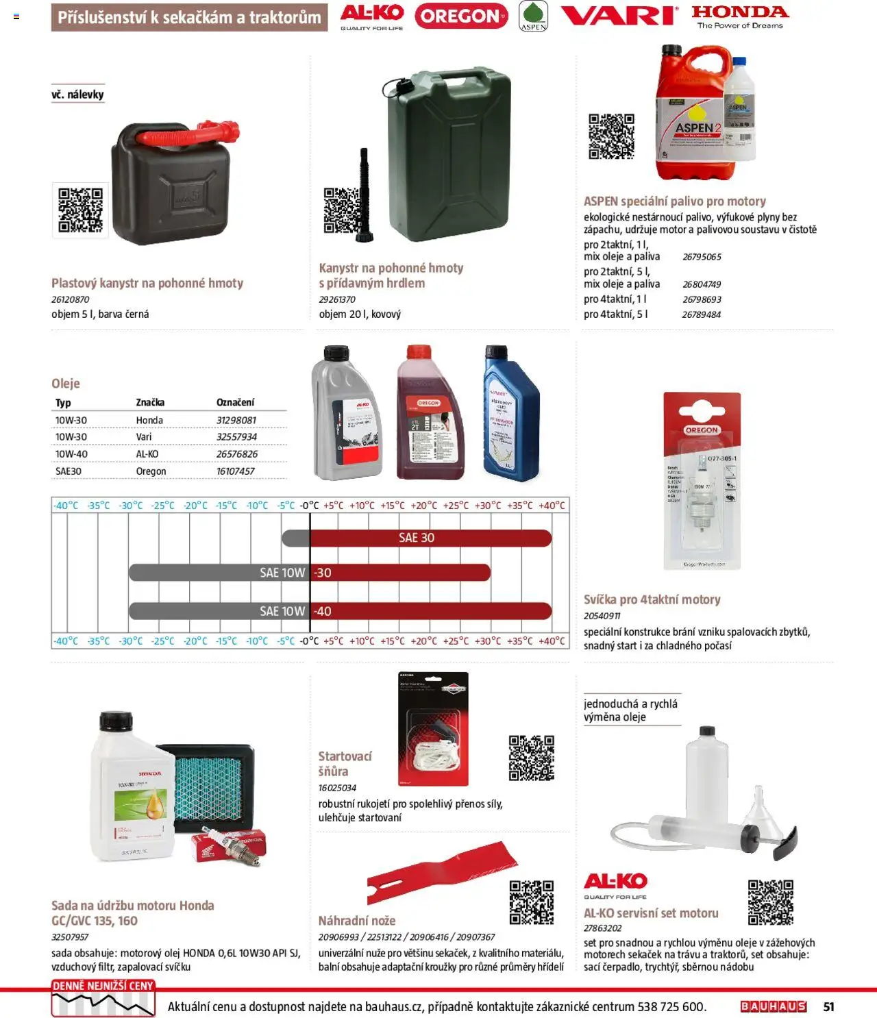 Bauhaus katalog Zahradní technika od 01.04.2025 | Strana: 51 | Produkty: Olej, Nože, Svíčka, Kanystr