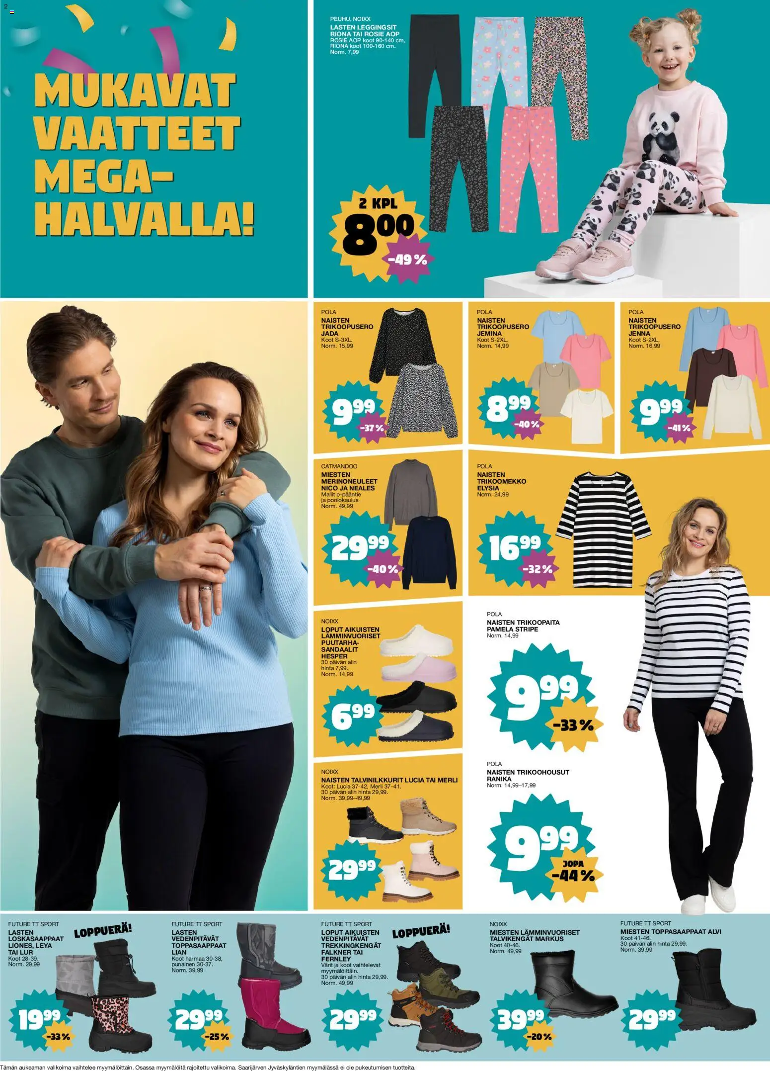 Tokmanni tarjoukset – voimassa 19.01.2026 alkaen | Sivu: 2 | Tuotteet: Vaatteet, Leggingsit, Sandaalit, Talvikengät