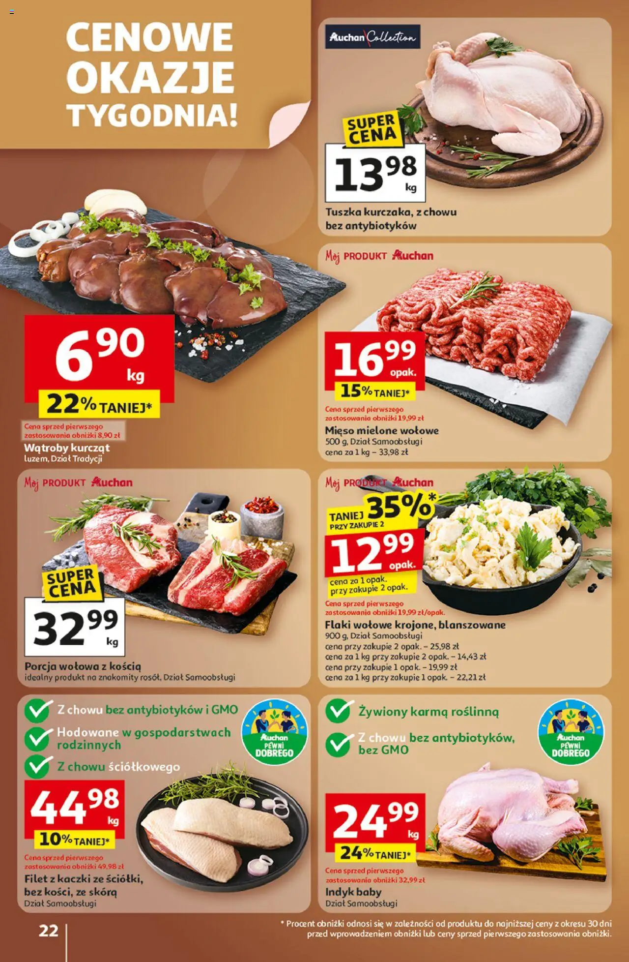 Auchan Gazetka - Wielkie przeboje cenowe Hipermarket od 23.10.2025 | Strona: 22 | Produkty: Mięso, Mięso mielone, Flaki, Flaki wołowe