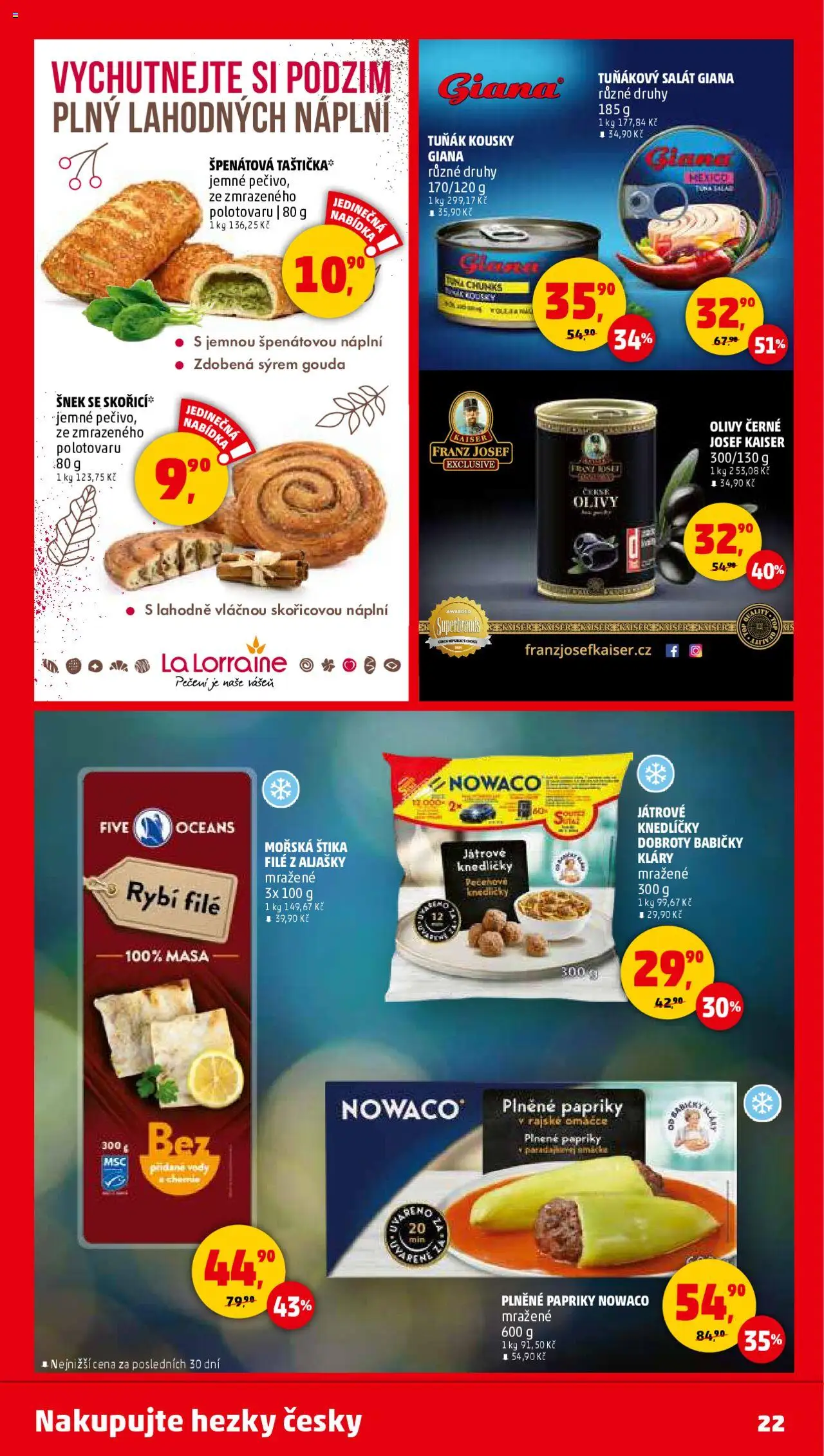 Penny Market leták - Čtvrtečník od 23.10.2025 | Strana: 22 | Produkty: Pečivo, Rybí filé, Olivy, File