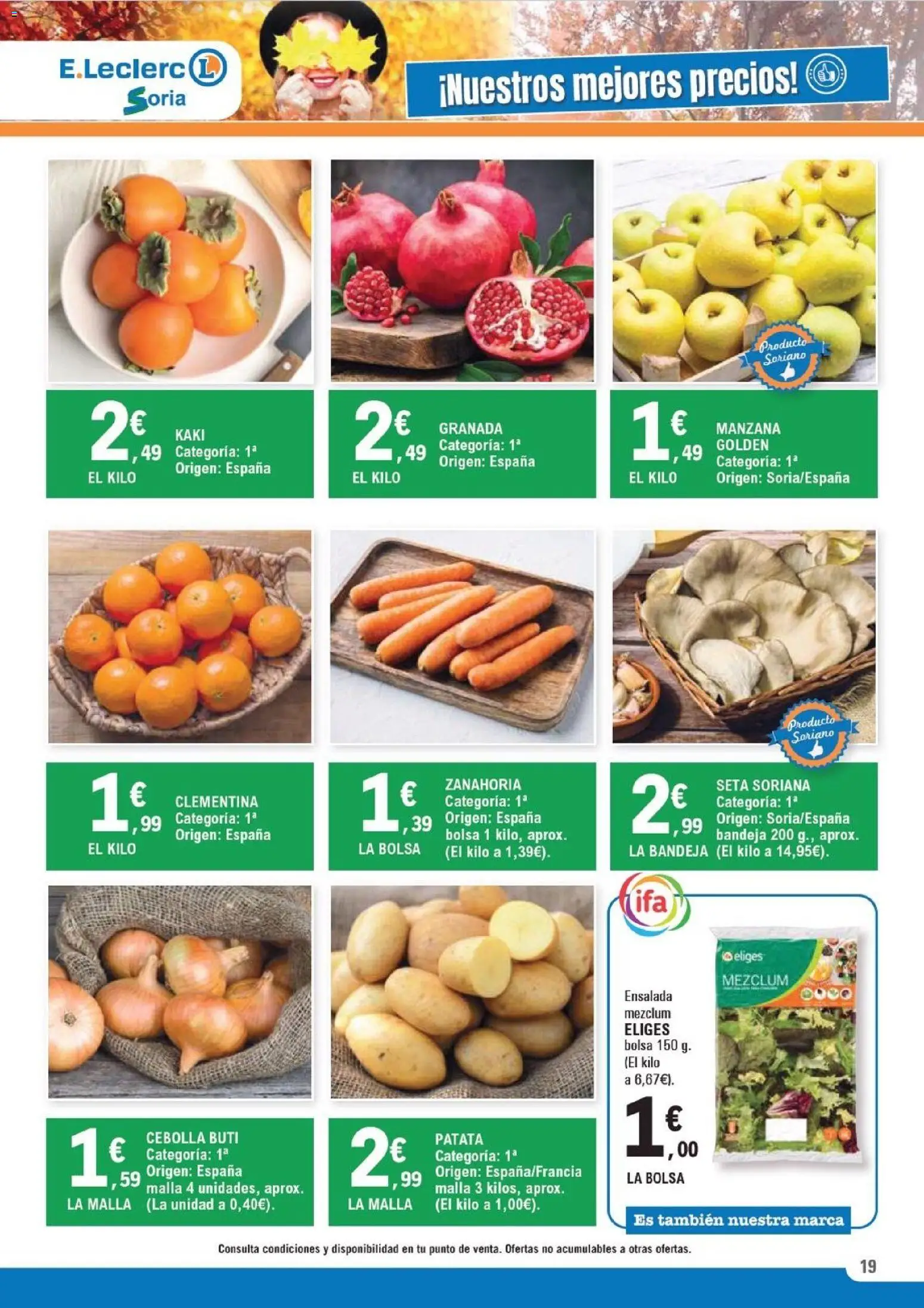 E.Leclerc folleto │ válido desde el 12.11.2025 | Página: 19 | Productos: Zanahoria, Manzana, Παγωμένο τσάι, Bandeja