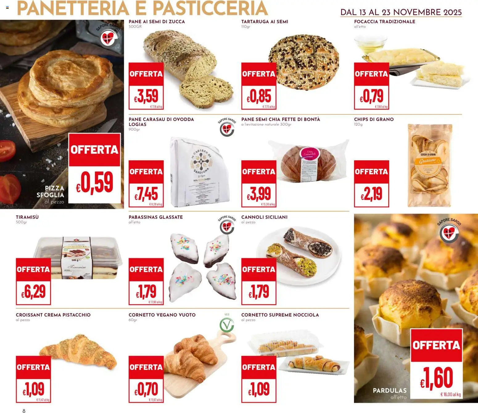 Volantino Pan del 13.11.2025 | Pagina: 8 | Prodotti: Pizza, Zucca, Croissant, Semi di zucca