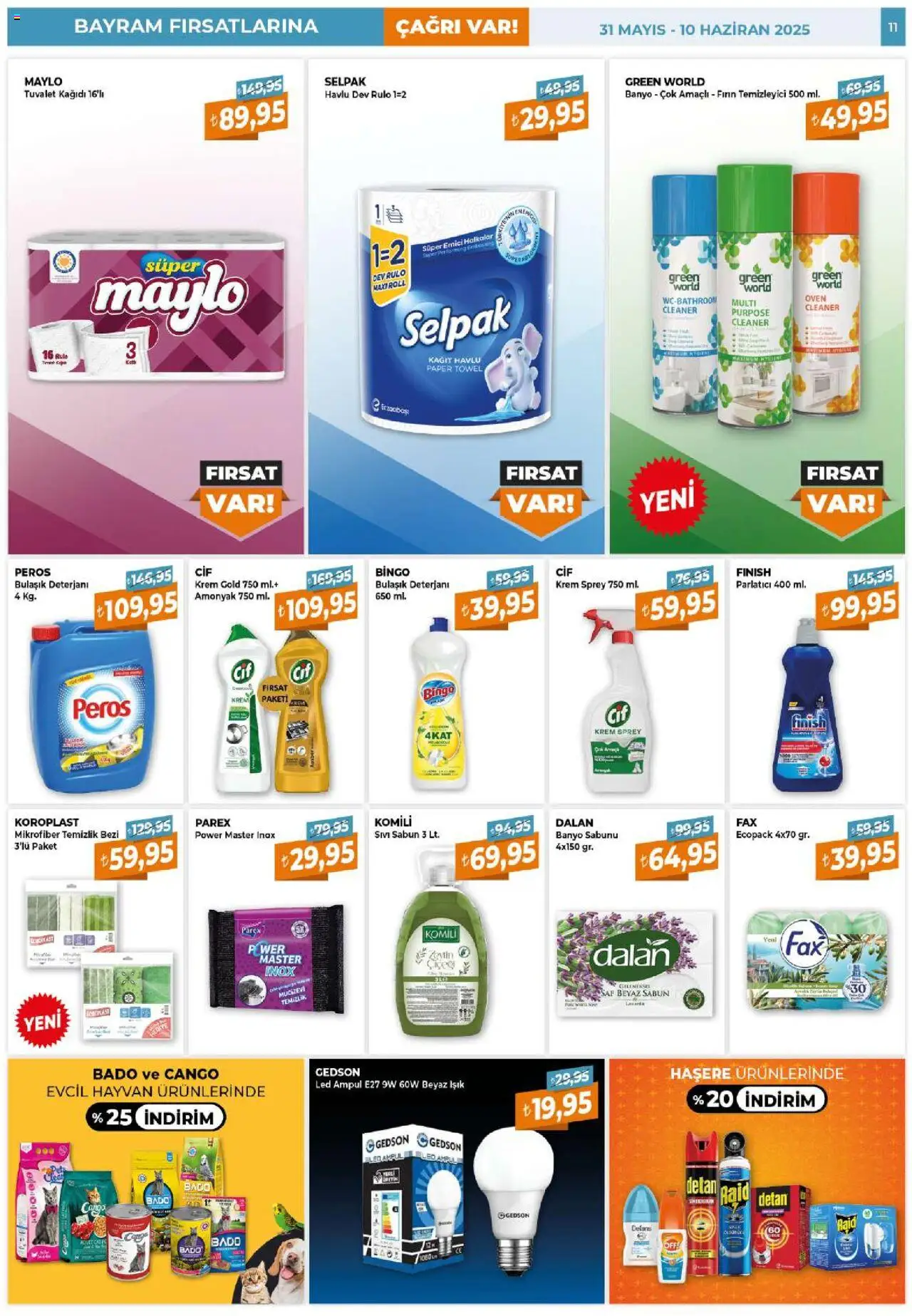 Çağrı Market Katalog - 31.05.2025 tarihinden itibaren geçerlidir | Sayfa: 11 | Ürünler: Krem, Bulaşık deterjanı, Tuvalet kağıdı, Fırın