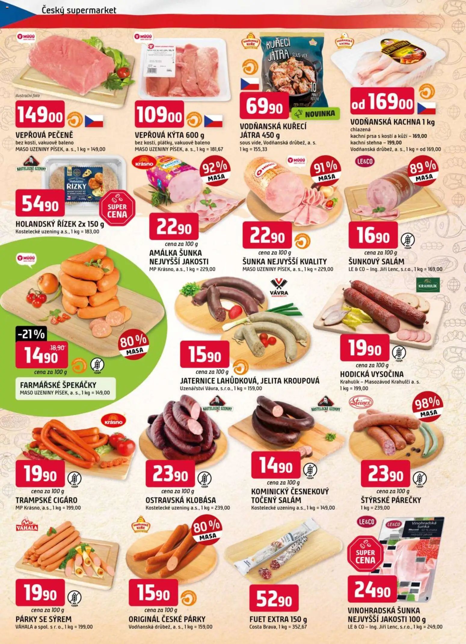 Trefa leták od 18.03.2026 | Strana: 2 | Produkty: Fuet Extra, Holandský řízek, Točený salám, Kachna