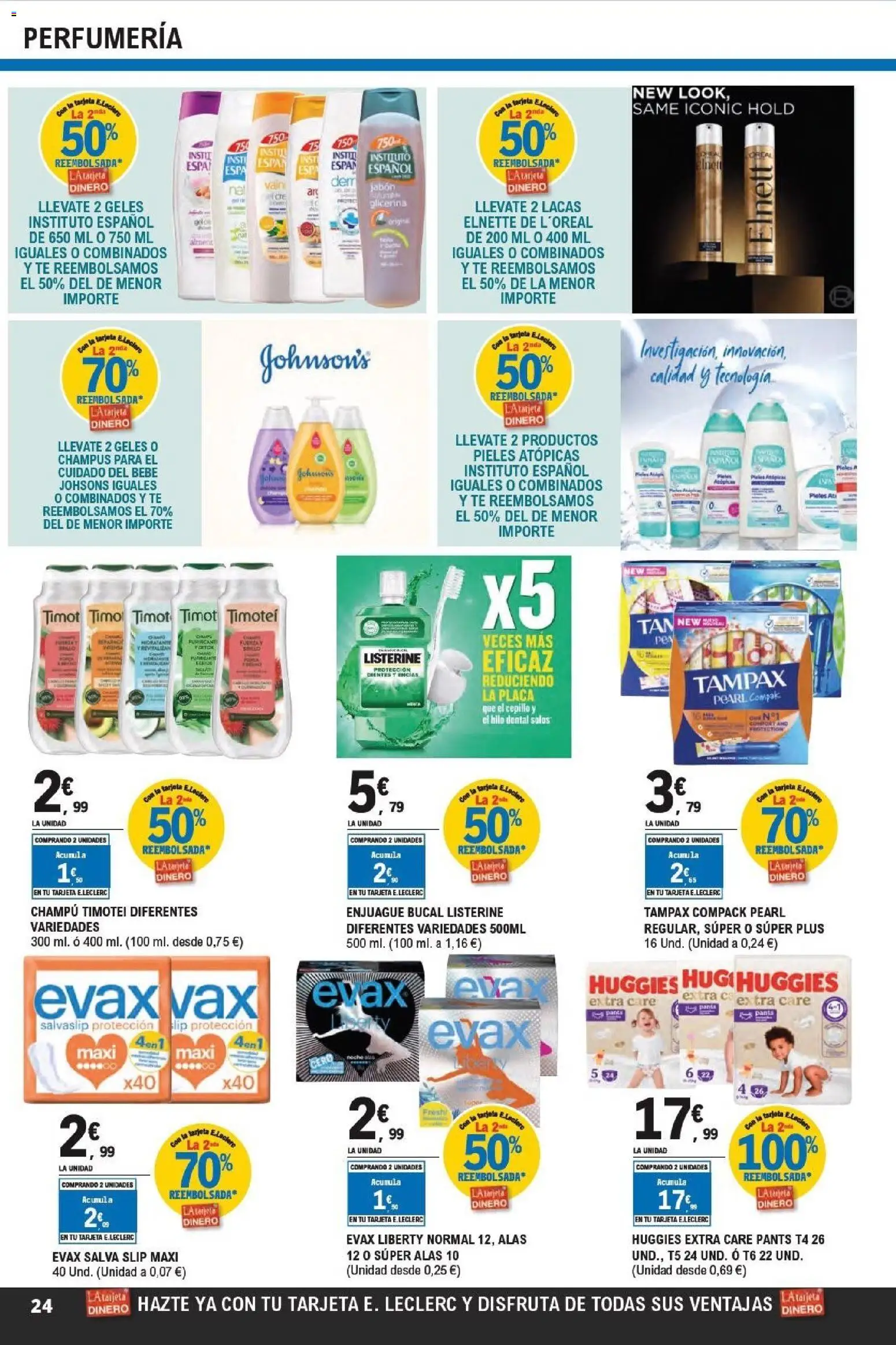 E.Leclerc folleto Super ofertas │ válido desde el 01.04.2026 | Página: 24 | Productos: Champú, Jabón, Enjuague bucal, Té