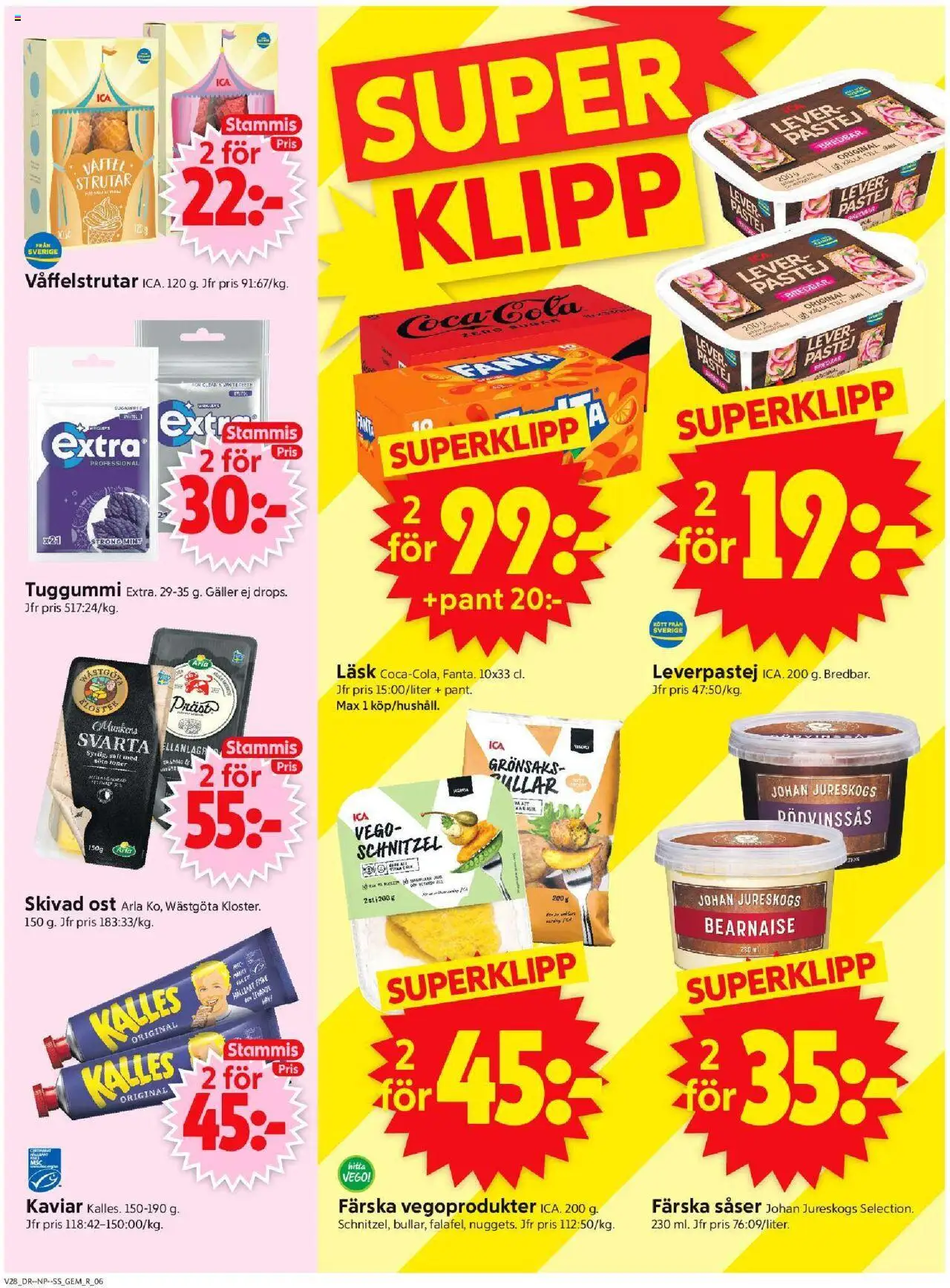 ICA Supermarket reklamblad aktuell från 07.07.2025 | Sida: 8 | Produkter: Gem, Leverpastej, Coca cola, Tuggummi