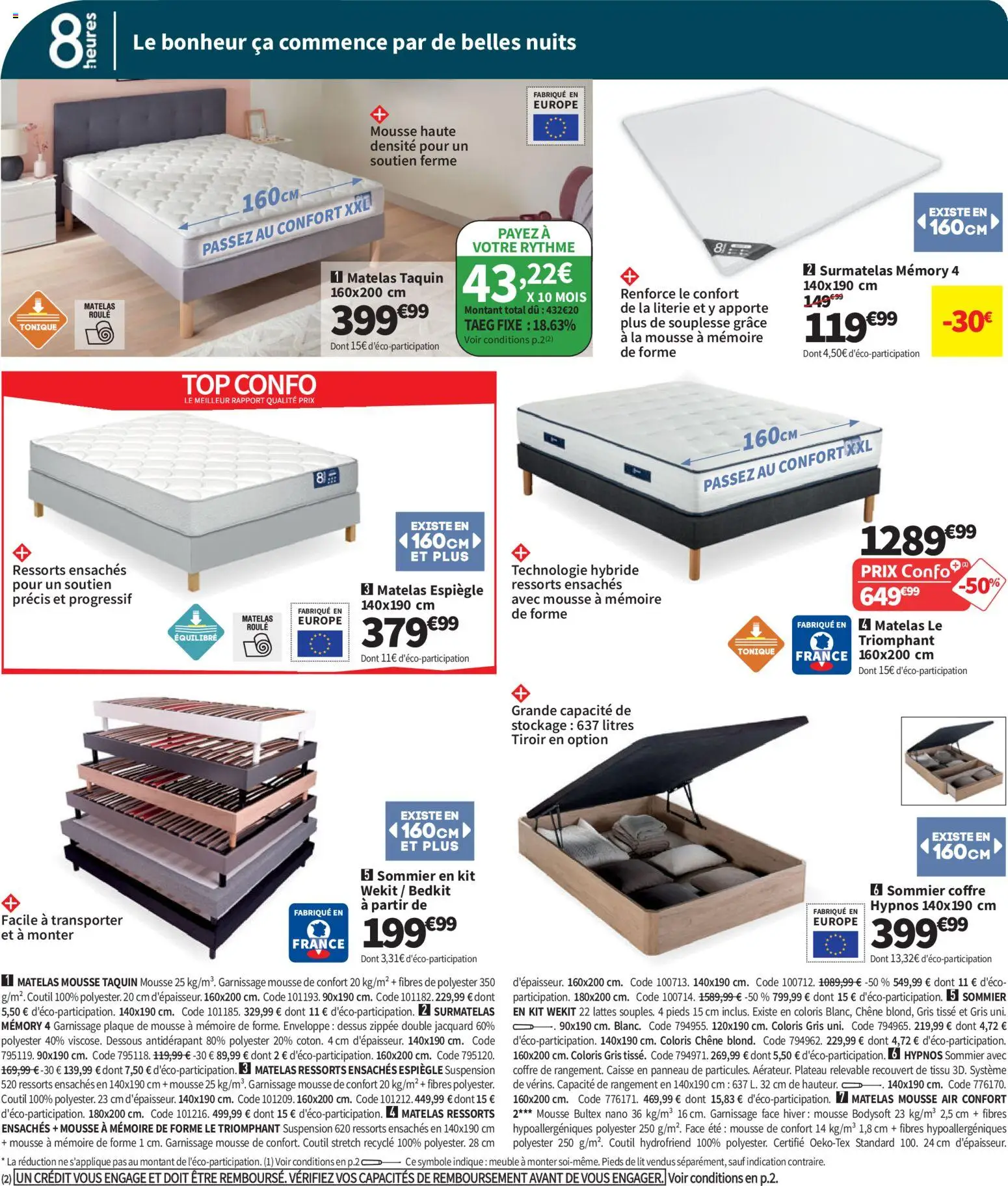 {H1} | Page: 32 | Produits: Enveloppe, Suspension, Lit, Matelas