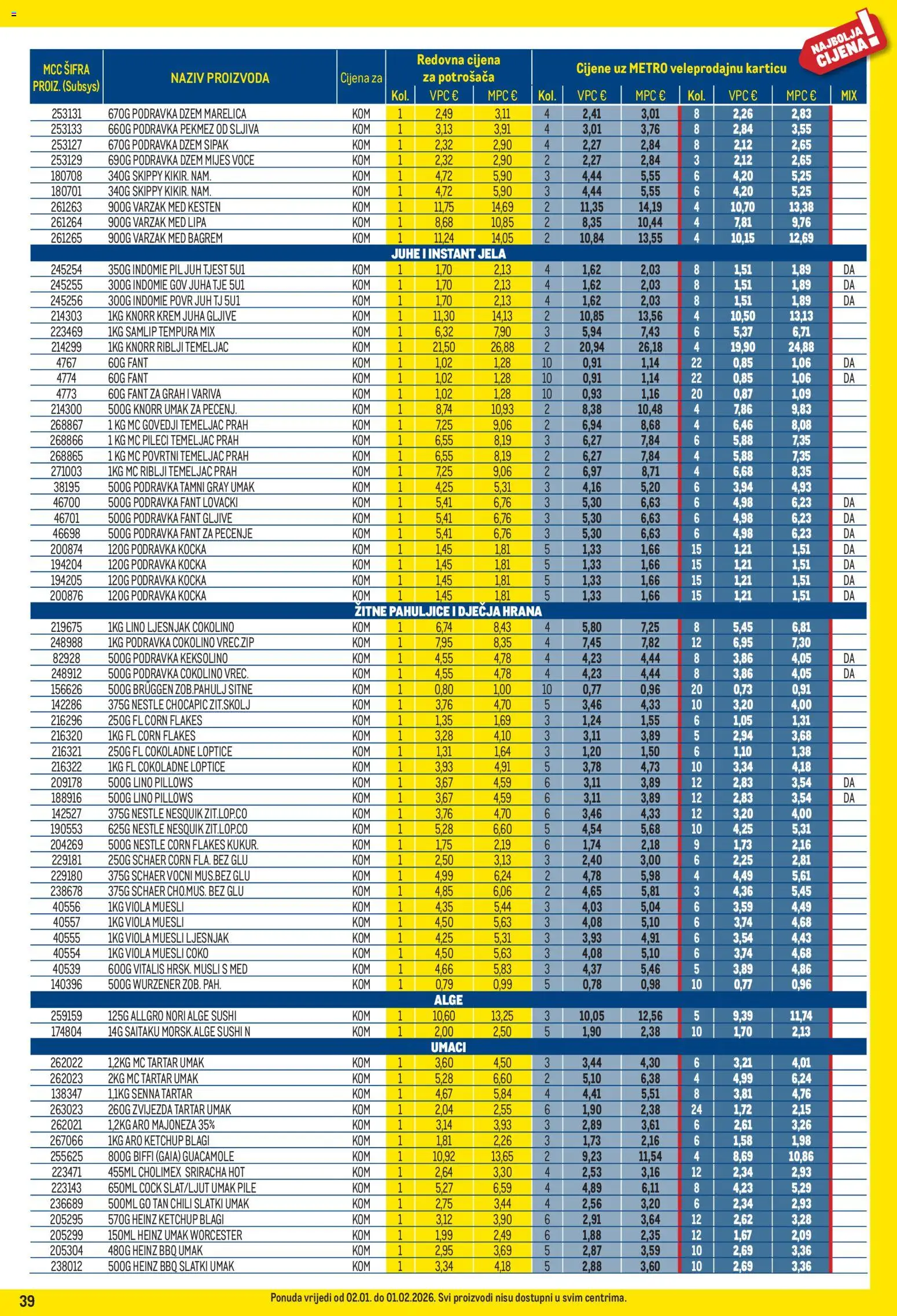 Metro katalog | vrijedi od 02.01.2026 | Stranica: 39 | Proizvodi: Kesten, Med, Juha, Majoneza
