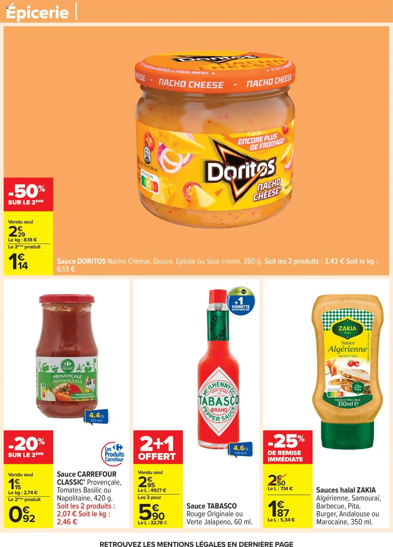 {H1} | Page: 40 | Produits: Sauce Tabasco, Tabasco, Fromage, Tomates