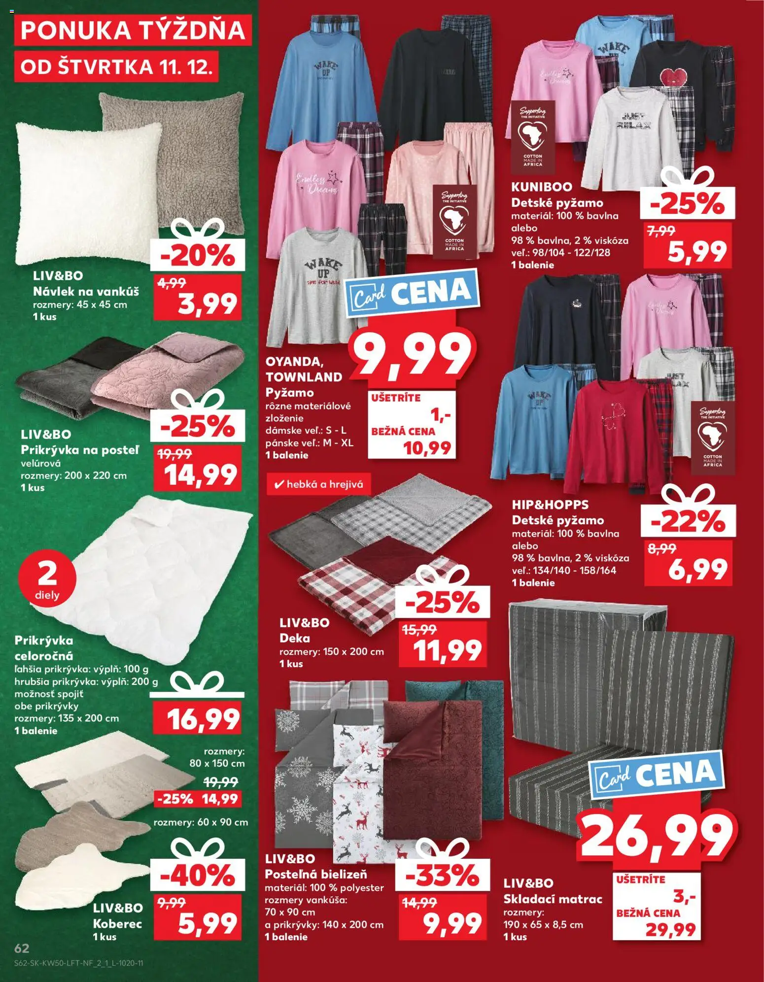 Nové Kaufland akcie – leták je platný od 11.12.2025 | Strana: 62 | Produkty: Matrac, Posteľ, Vankúš, Koberec