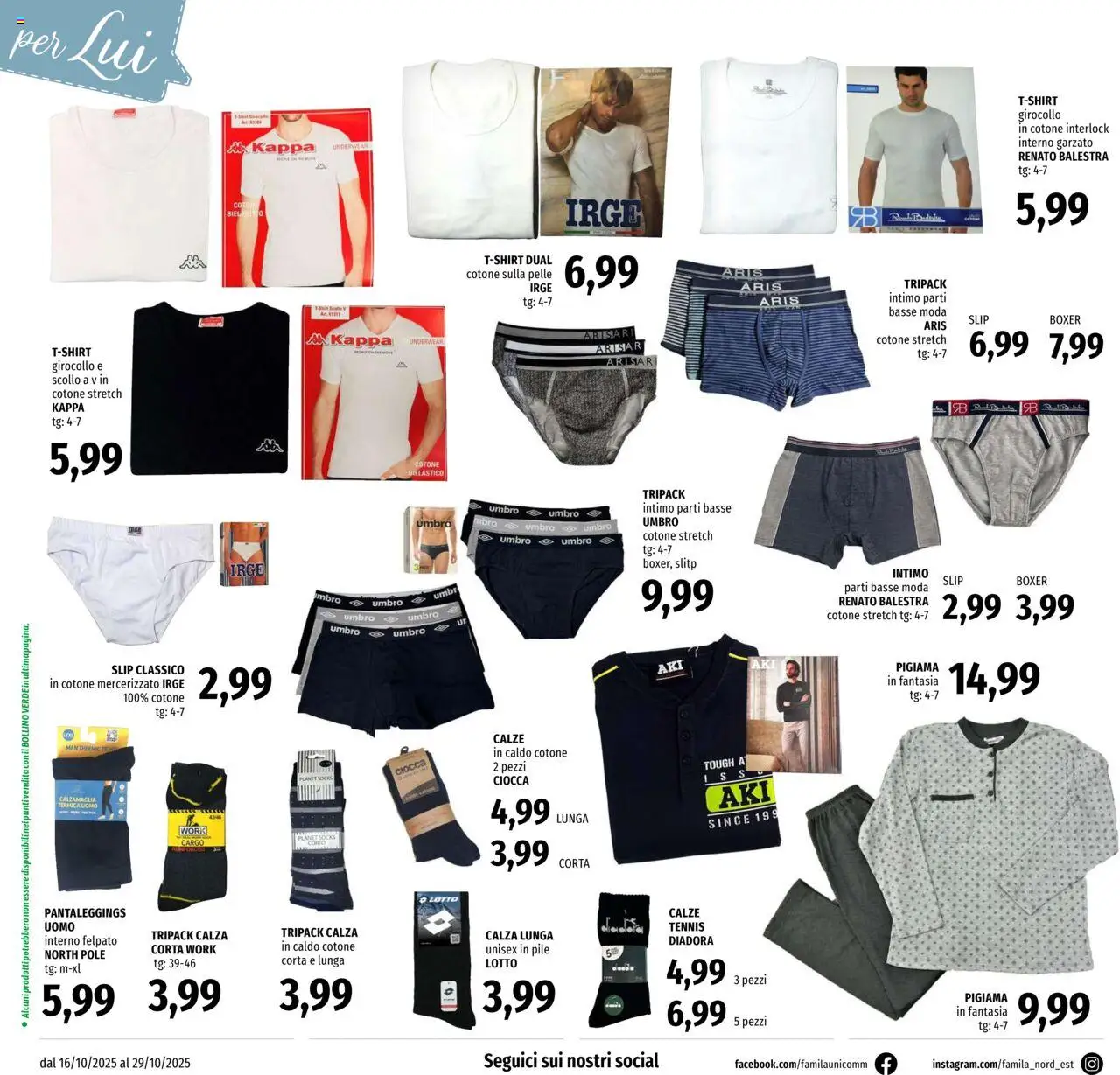 Volantino Famila del 16.10.2025 | Pagina: 28 | Prodotti: Intimo, Pigiama, Slip, Boxer