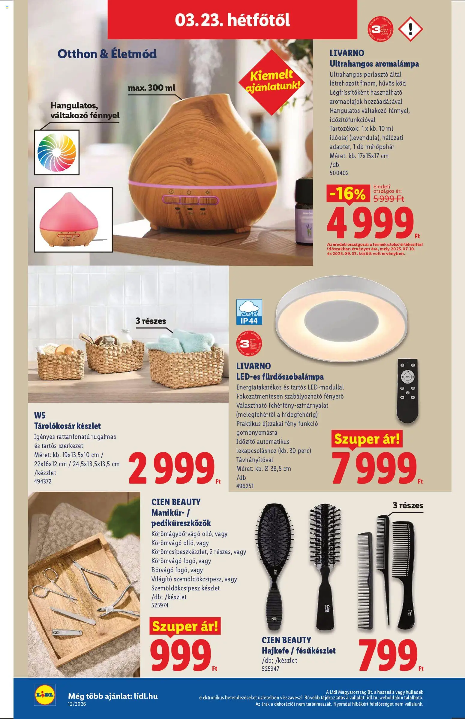 Lidl akciós ujság - amely érvényes a következő dátumtól: 19.03.2026 | Oldal: 42 | Termékek: Illóolaj, Szemöldökcsipesz