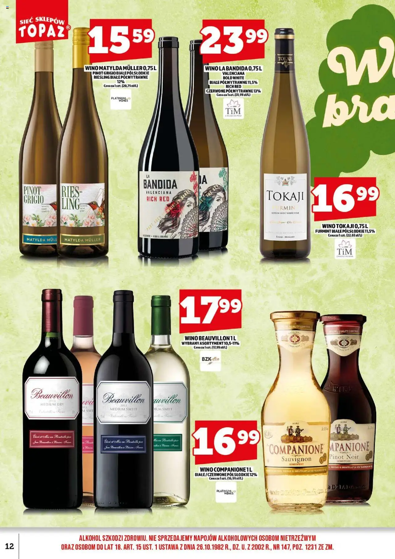 Topaz Gazetka alkoholowa od 18.08.2025 | Strona: 14 | Produkty: Riesling, Wino, Alkohol