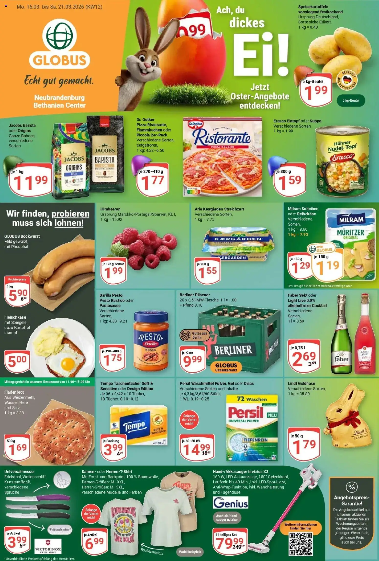 Globus prospekt Neubrandenburg	 – gültig ab 15.03.2026 | Seite: 1 | Produkte: Himbeeren, Waschmittel, Erasco, Persil