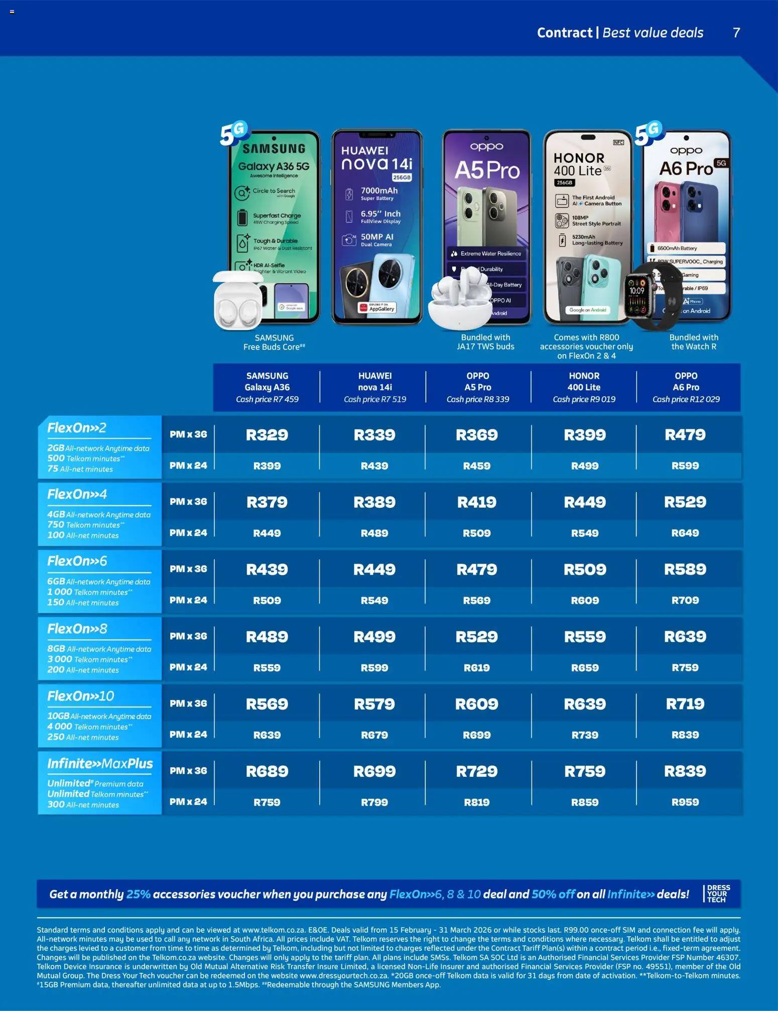 New Telkom catalogue – valid from 15.02.2026 | Page: 7 | Products: Sim, Watch, Battery, Water
