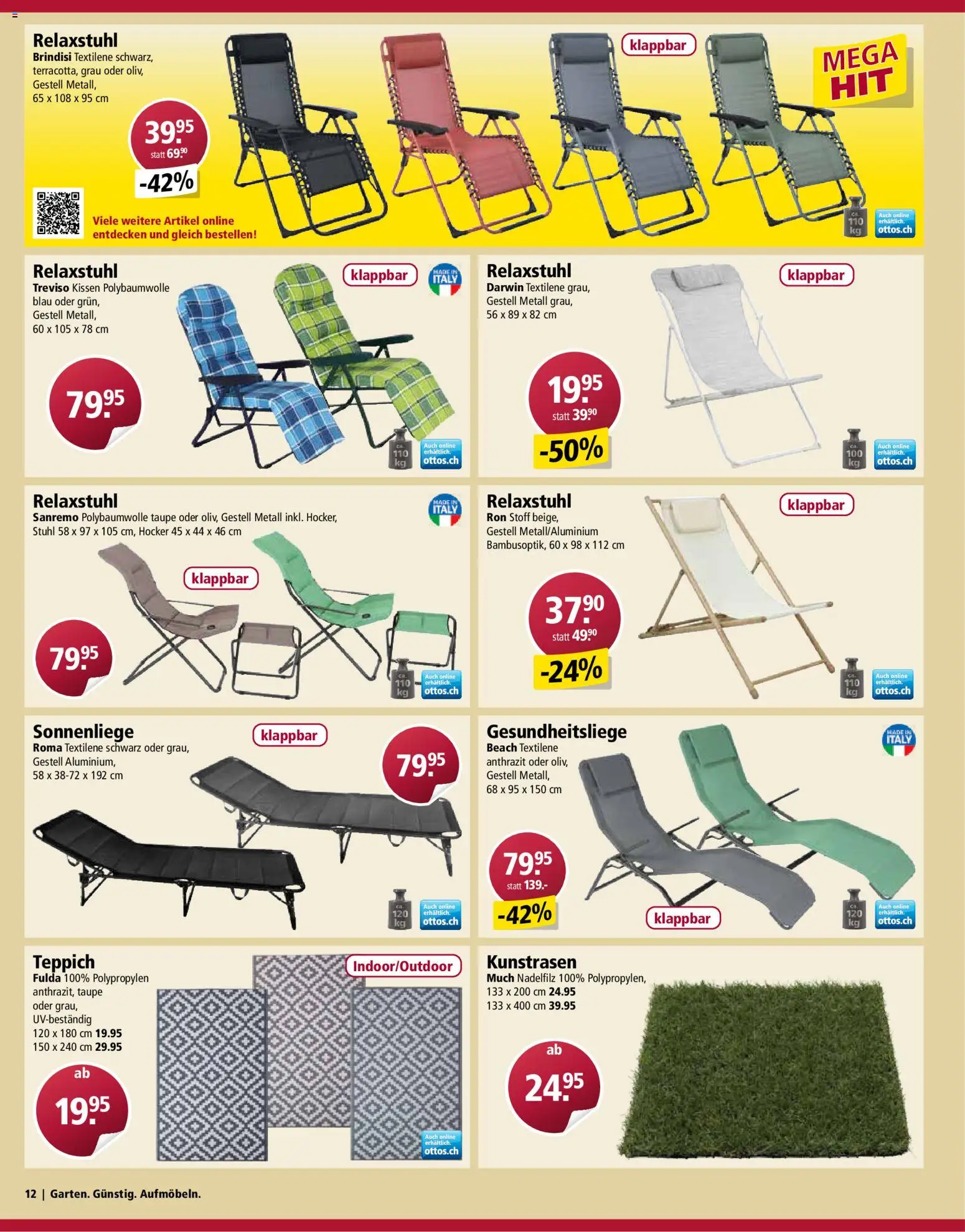Otto's Aktionen Gartenmöbel – gültig ab 03.03.2026 | Seite: 12 | Produkte: Hocker, Kissen, Stuhl, Teppich