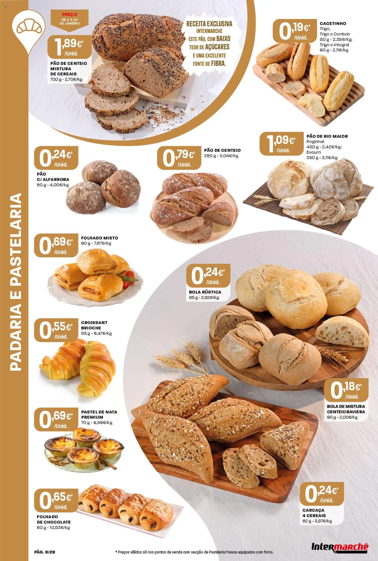 Intermarché folheto │ válido de 02.01.2026 | Página: 8 | Produtos: Centeio, Pão, Chocolate, Cereais