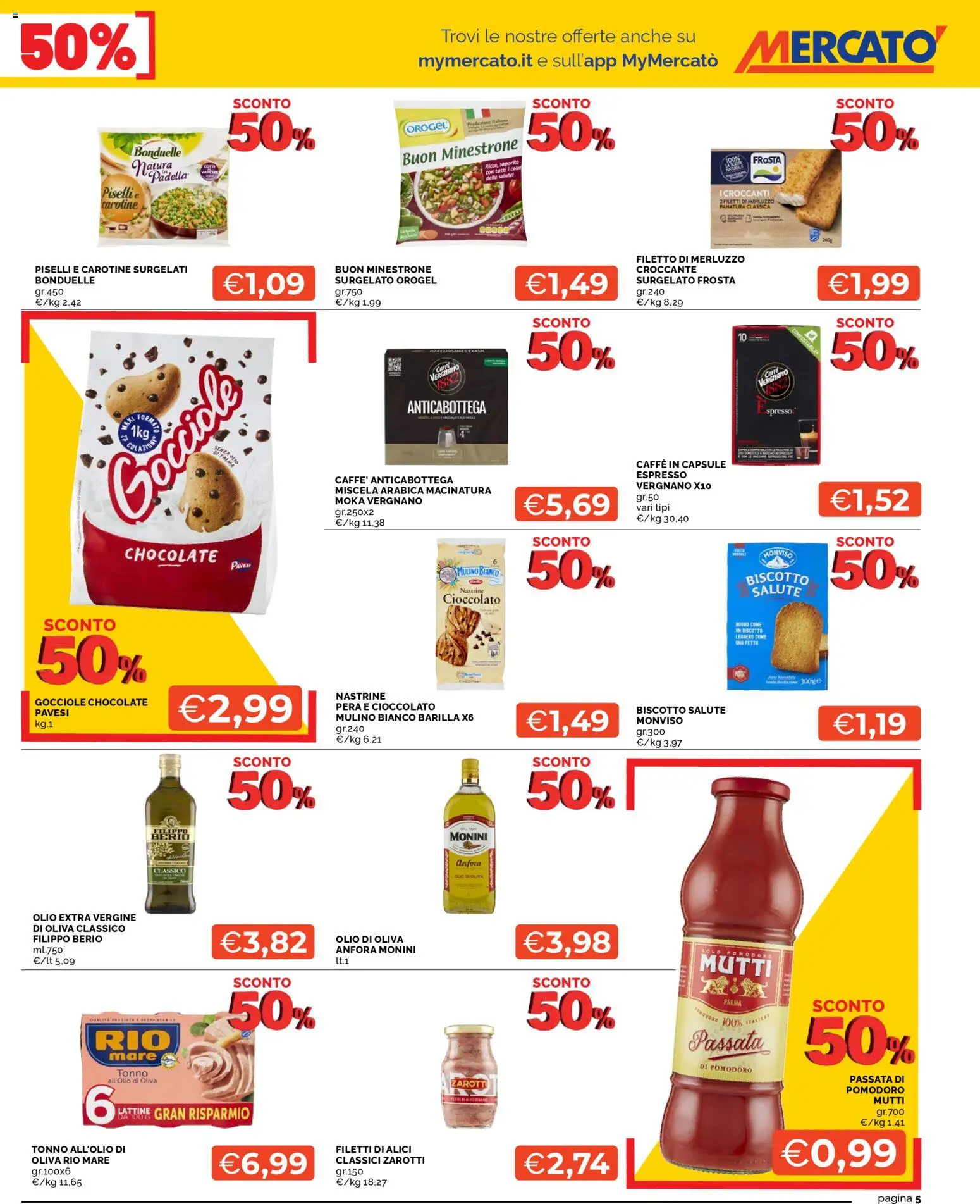 Volantino Mercatò del 18.11.2025 | Pagina: 5 | Prodotti: Pomodoro, Mutti, Caffe in capsule, Alici