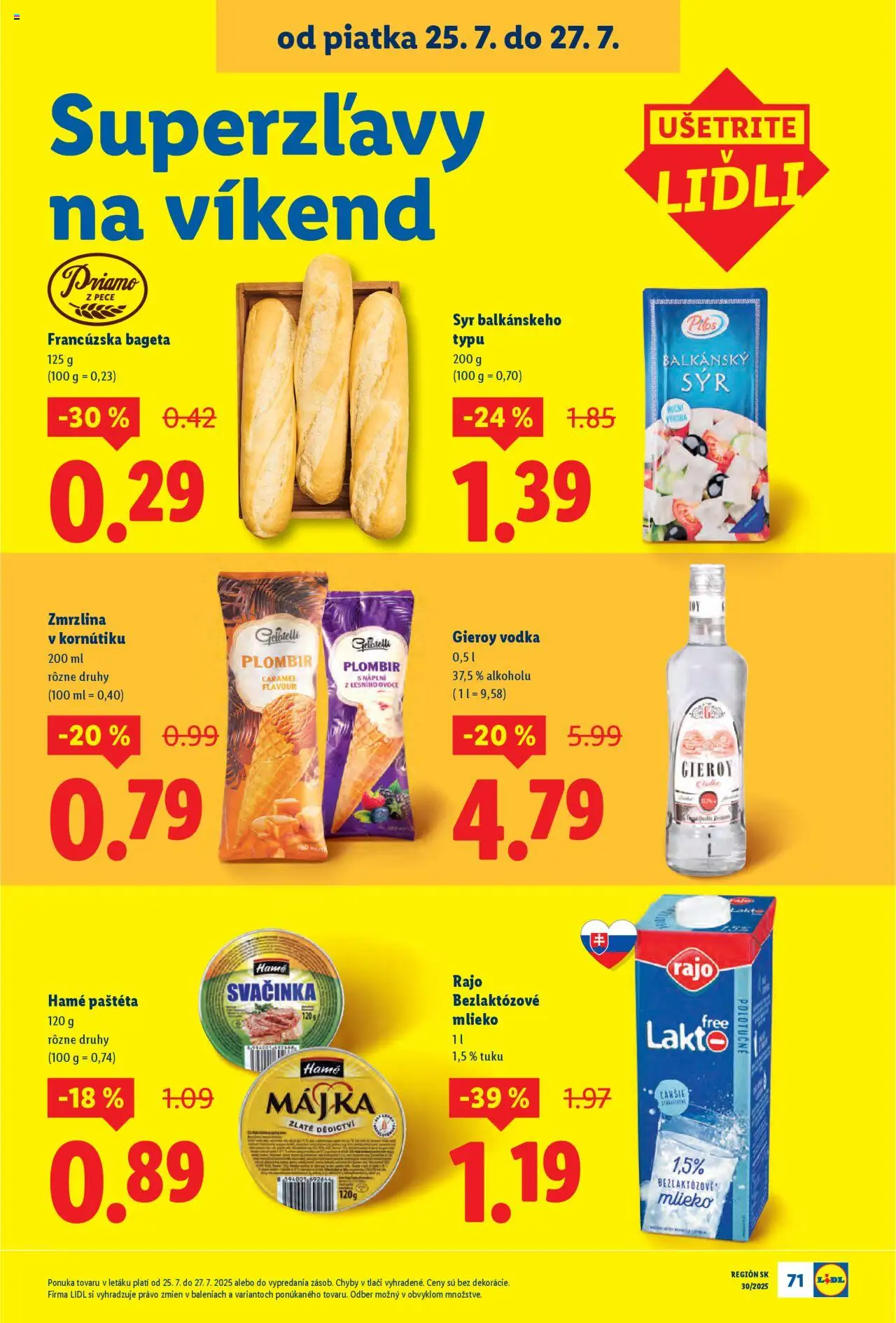 Lidl leták │ platný od 21.07.2025 | Strana: 95 | Produkty: Mlieko, Syr, Vodka, Bezlaktózové mlieko
