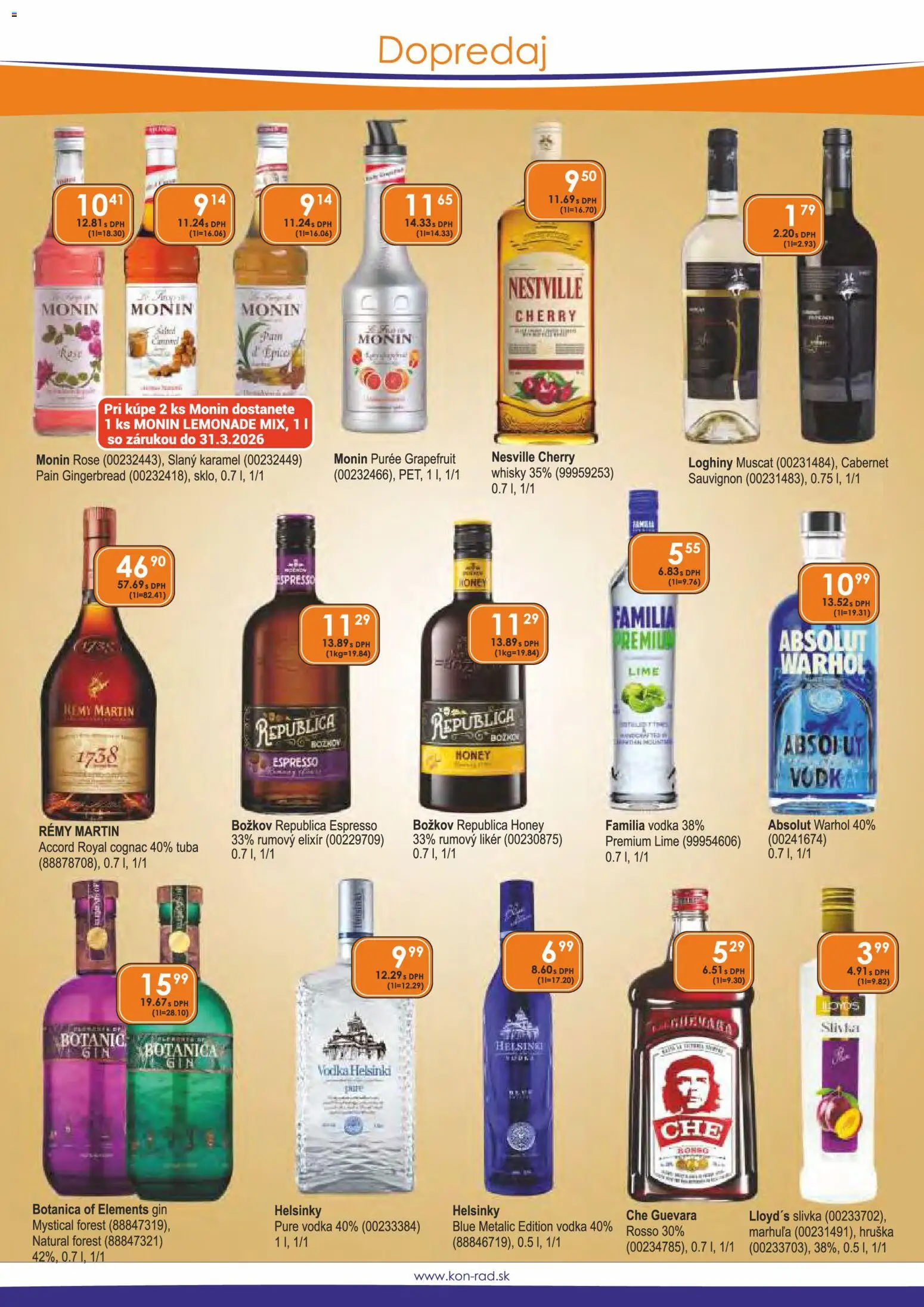 Nové KON - RAD akcie – leták je platný od 01.03.2026 | Strana: 38 | Produkty: Božkov, Republica, Gin, Whisky