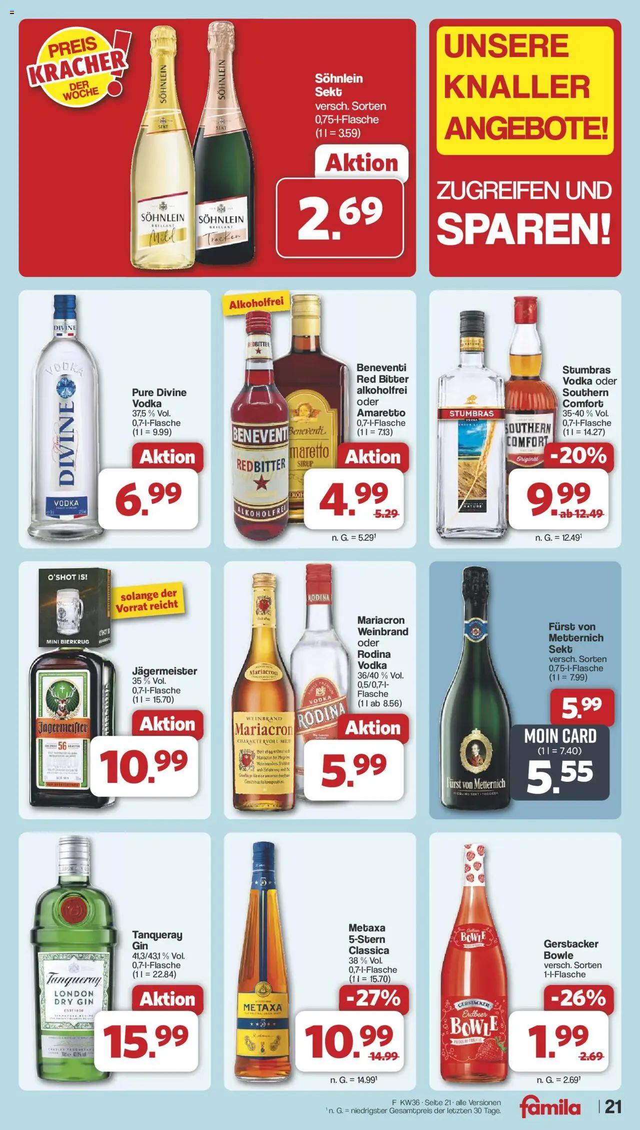 Famila Nordwest Markt - Angebote - gültig ab dem 01.09.2025 | Seite: 25 | Produkte: Furst von metternich, Mariacron, Jägermeister, Vodka