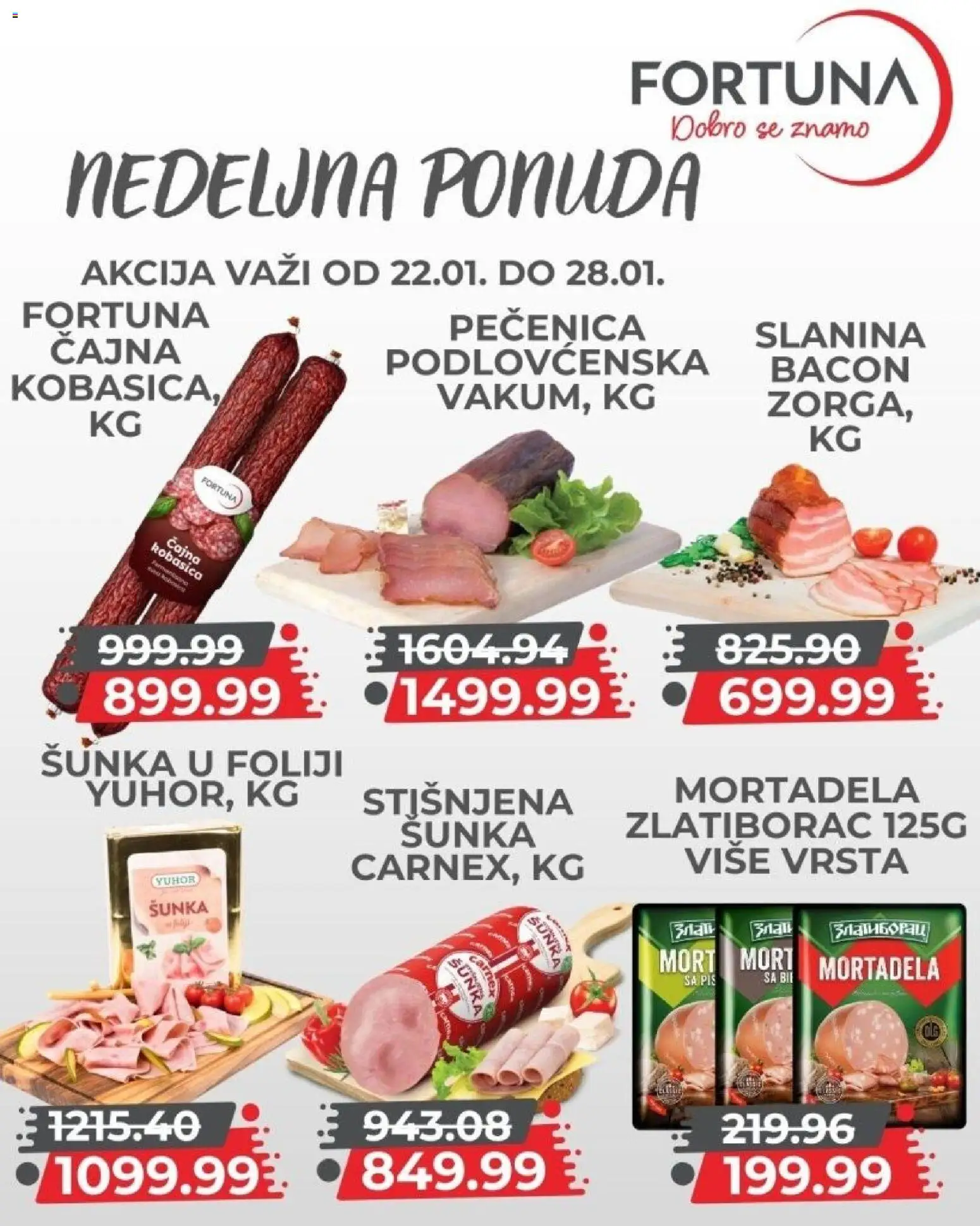 Fortuna Market katalog - važi od 22.01.2026 | Strana: 5 | Proizvode: Mortadela, Slanina, Kobasica, Pečenica
