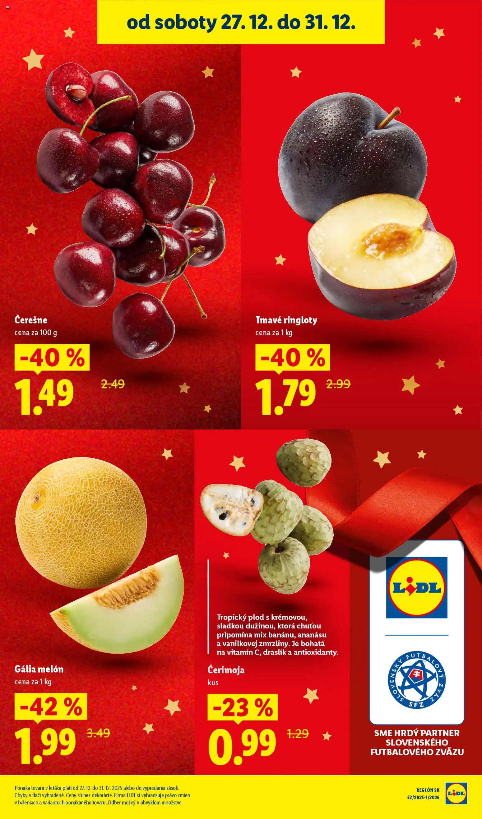 Nové Lidl akcie – leták je platný od 27.12.2025 | Strana: 13 | Produkty: Melón, Čerešne
